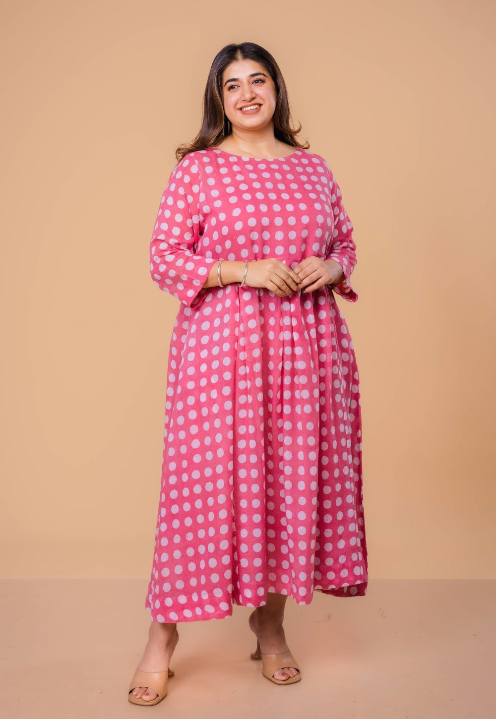 Fajar Pink Batik MulMul A Line Dress
