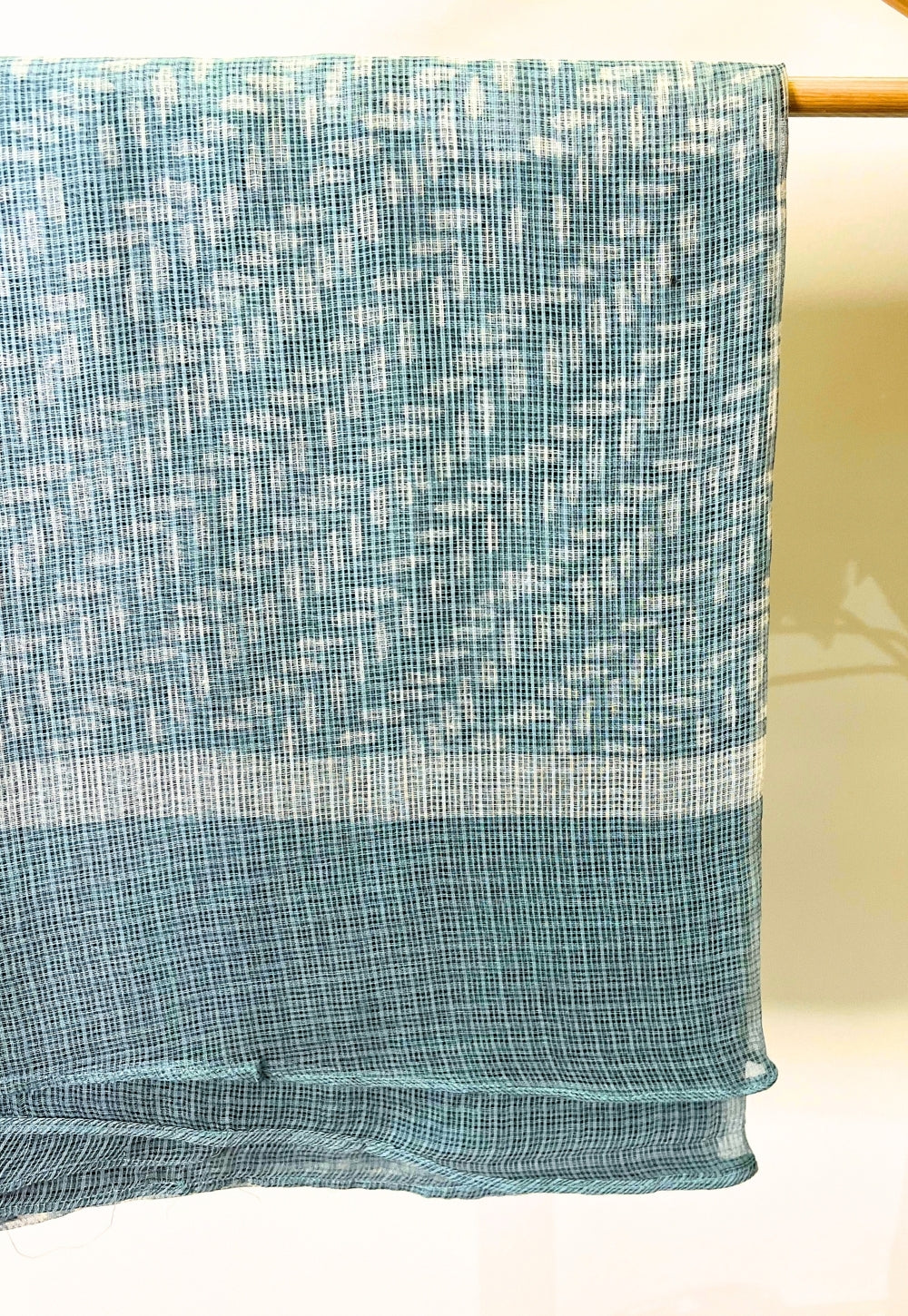 Blue Leaf Hand Block Print Kota Doria Cotton Dupatta