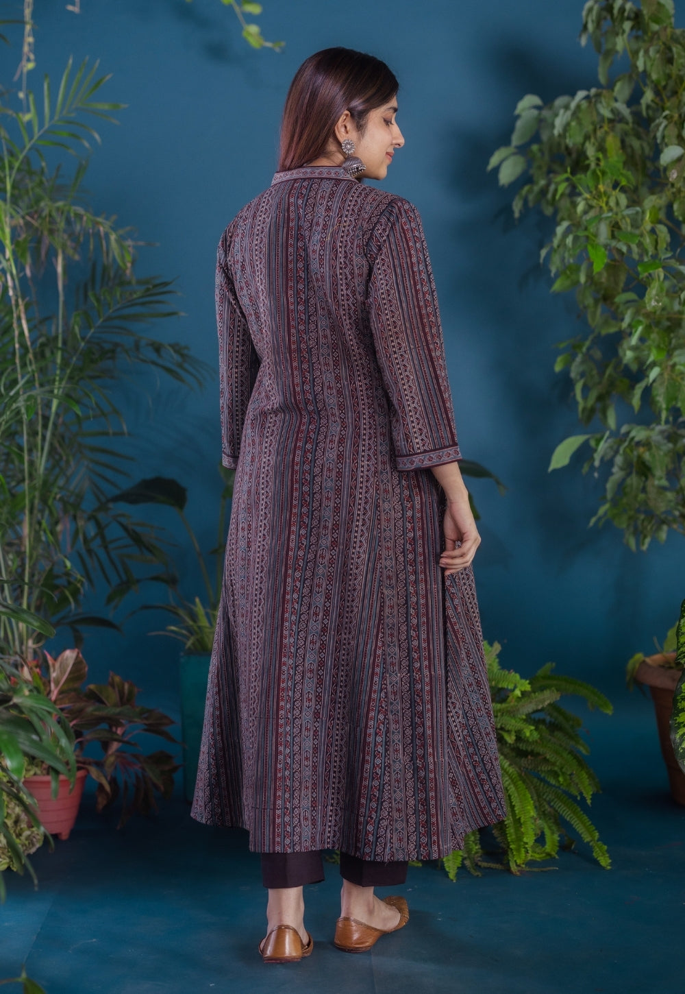 Rosa Black Ajrakh Cotton Jhabbha Kali Kurta