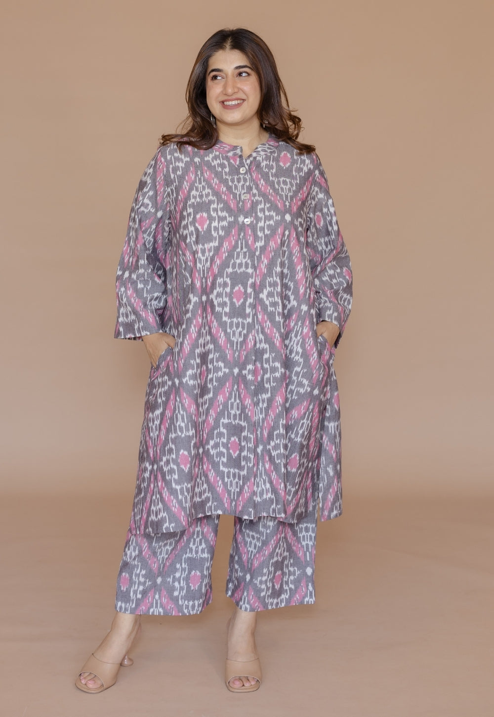 Yashi Multi Handloom Ikkat Cotton Straight Pant