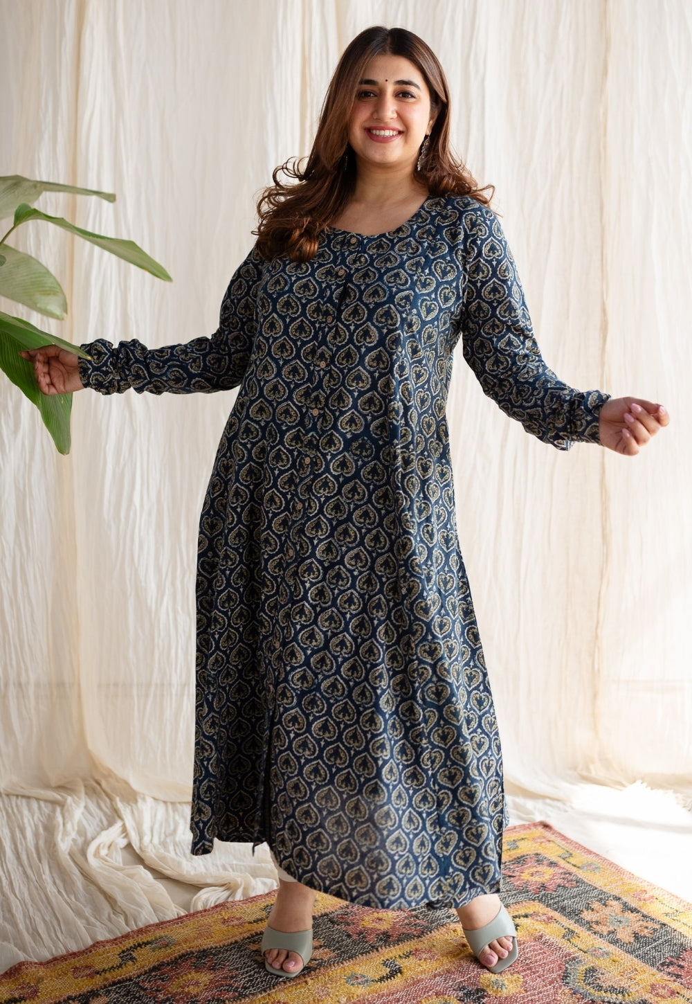 Rajiya Ajrakh Cotton Kali Kurta
