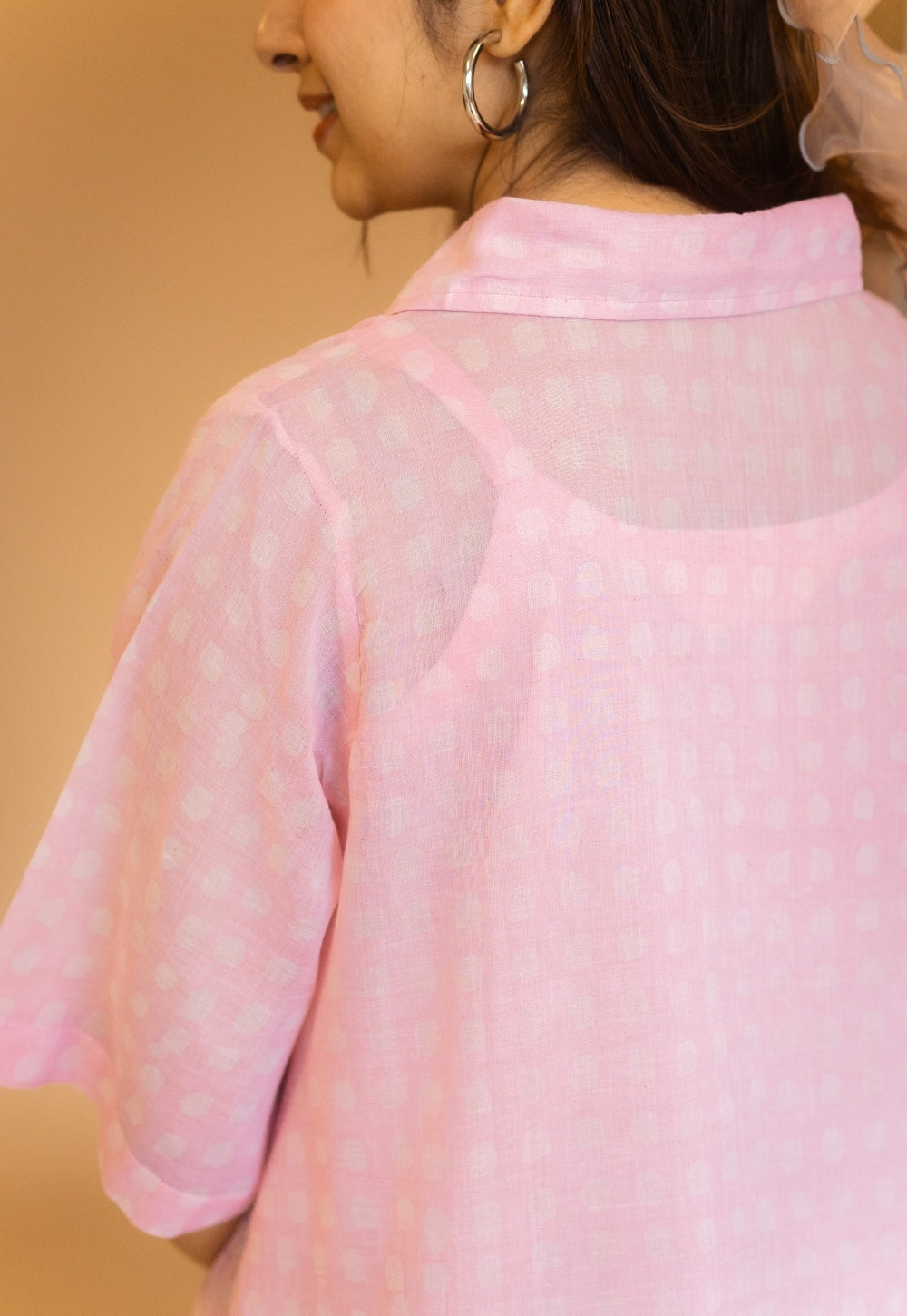 Shama Pink Batik MulMul A Line Dress with Slip