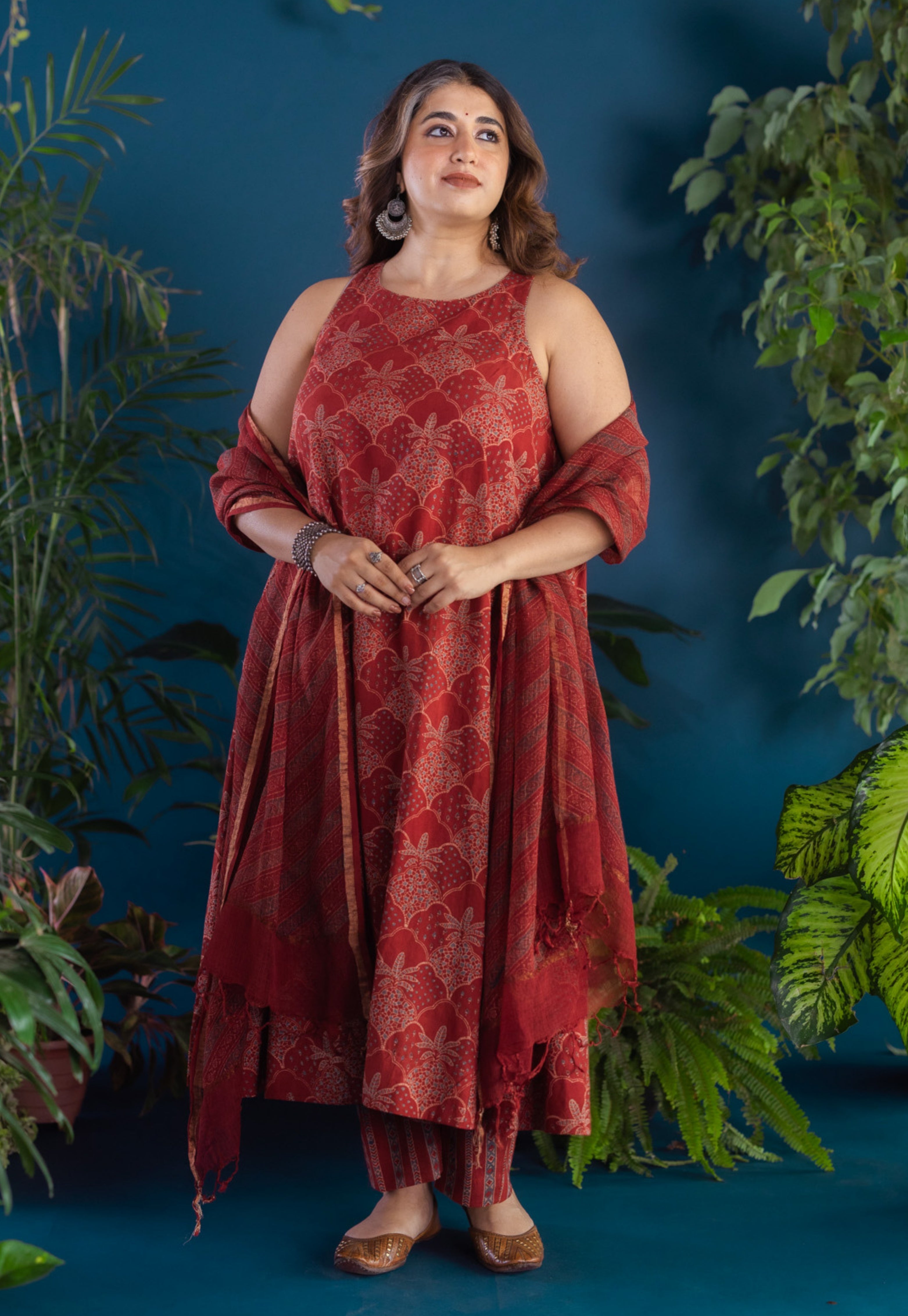 Red Solid Kota Doria Cotton Dupatta