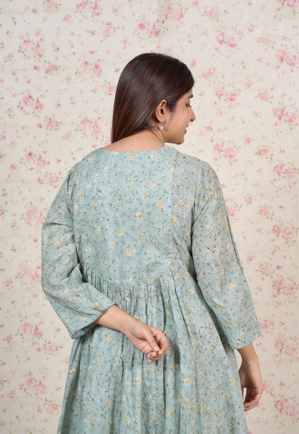 Zelda Blue Sanganeri Mul Cotton Kali Kurta Set (Set of 2)
