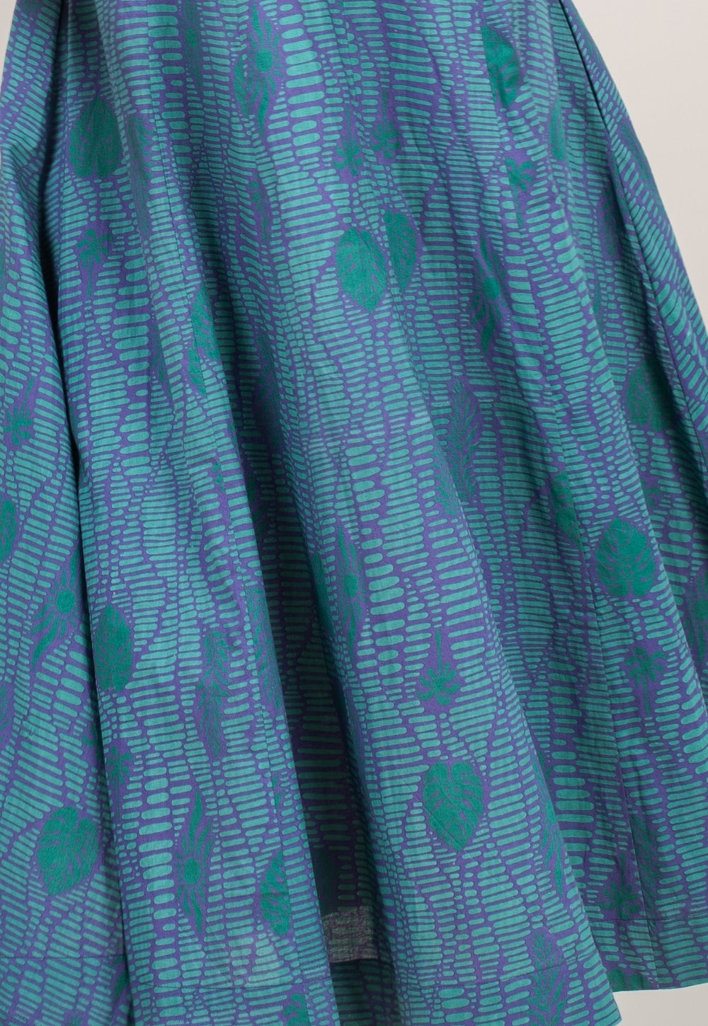 Tira Teal Blue Printed Cotton A Line Dress
