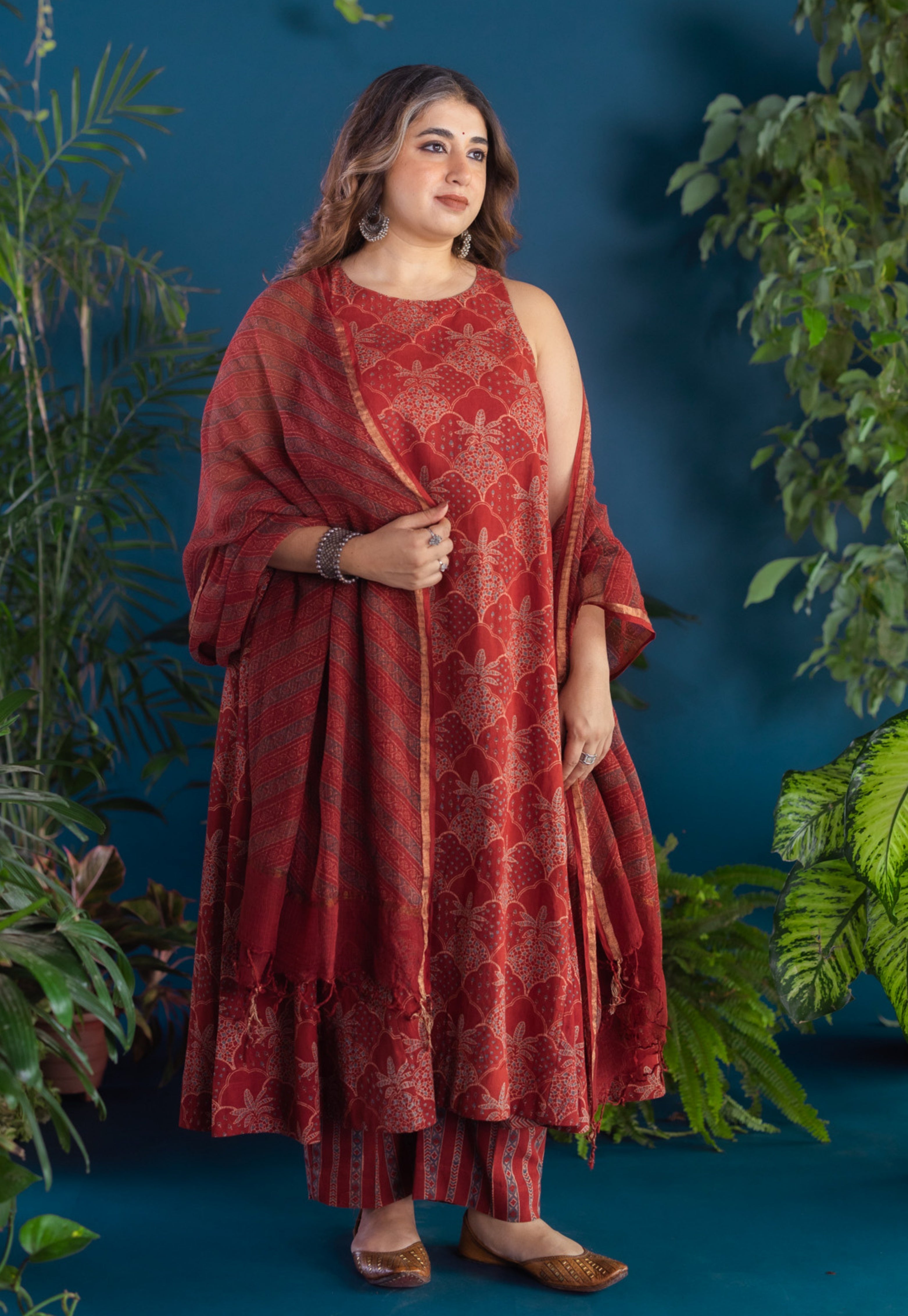 Red Solid Kota Doria Cotton Dupatta