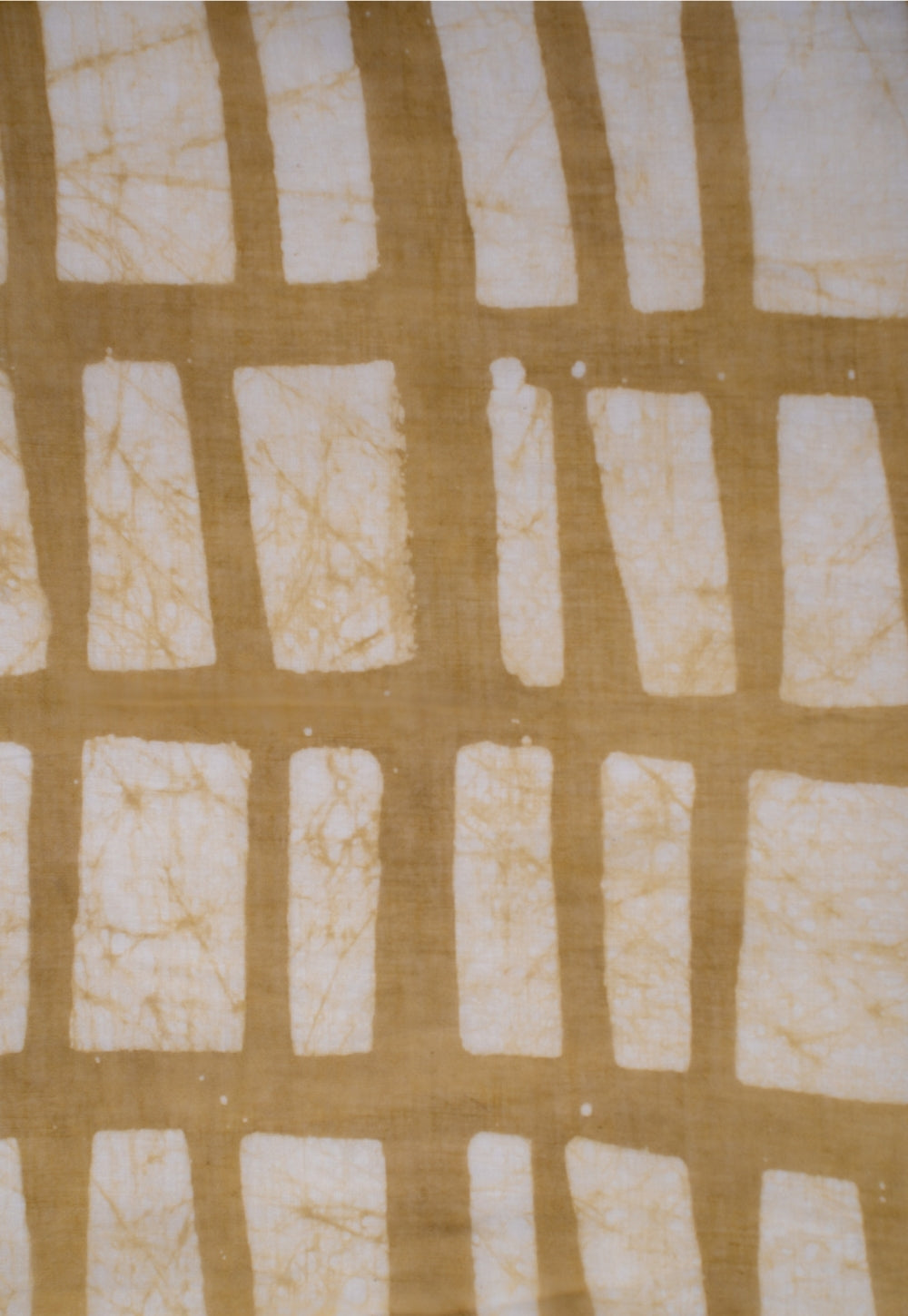 Green Brick Pattern Batik Handblock Printed Mul Fabric