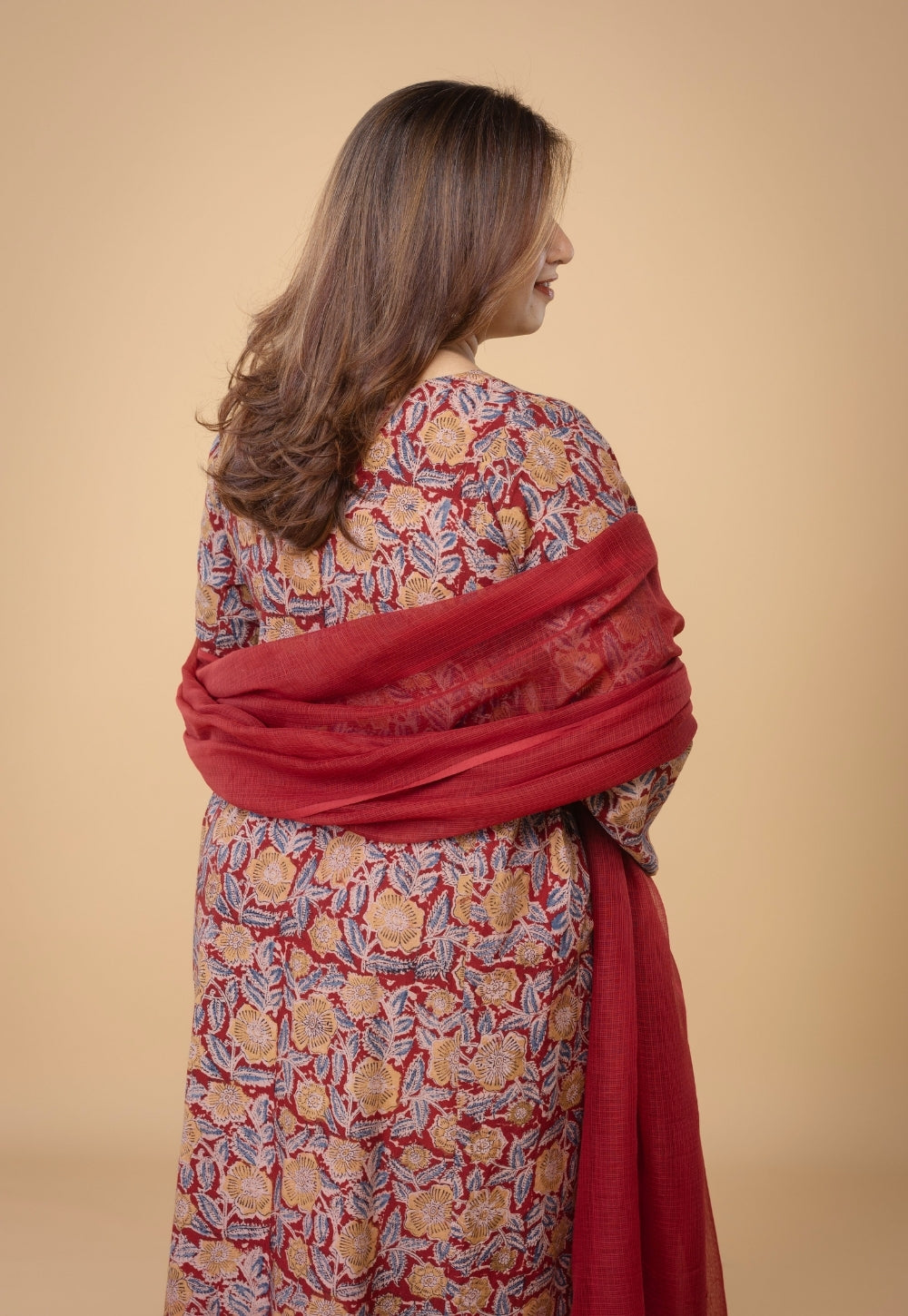Red Solid Kota Doria Cotton Dupatta