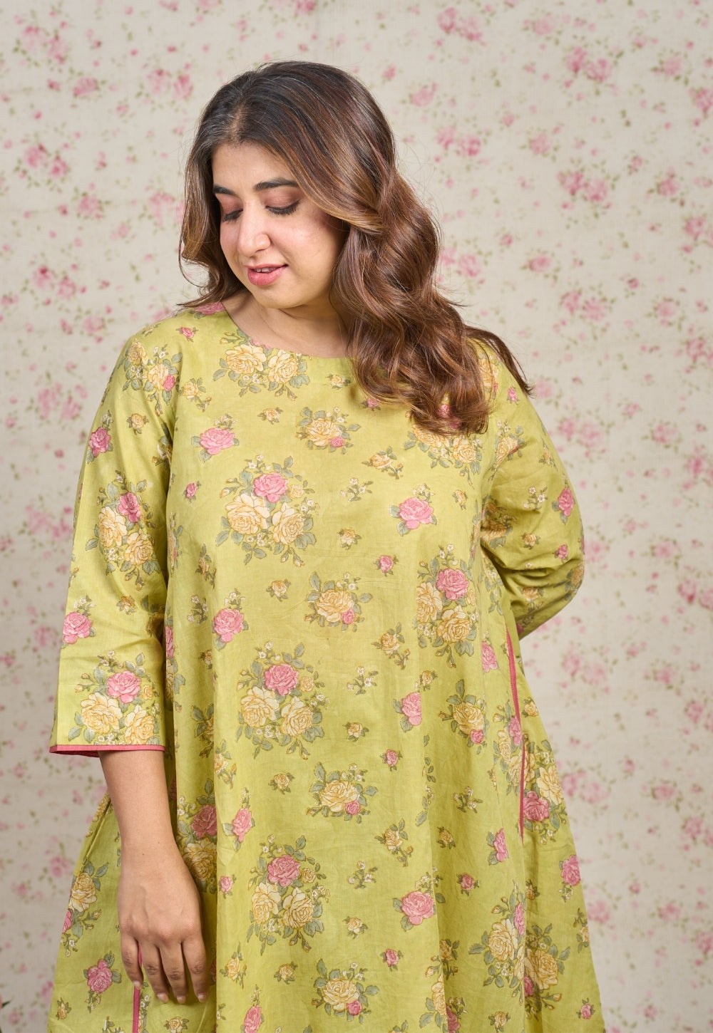 Lily Green Sanganeri Mul Cotton A Line Kurta Set (Set of 2)