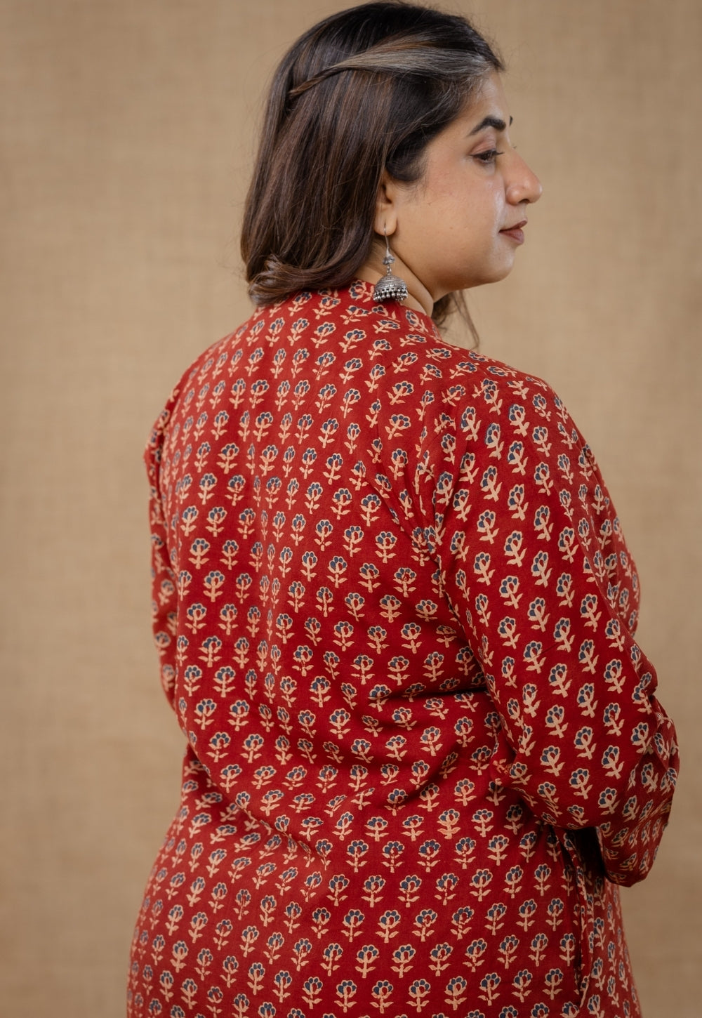 Dia Red Ajrakh Cotton Straight Kurta