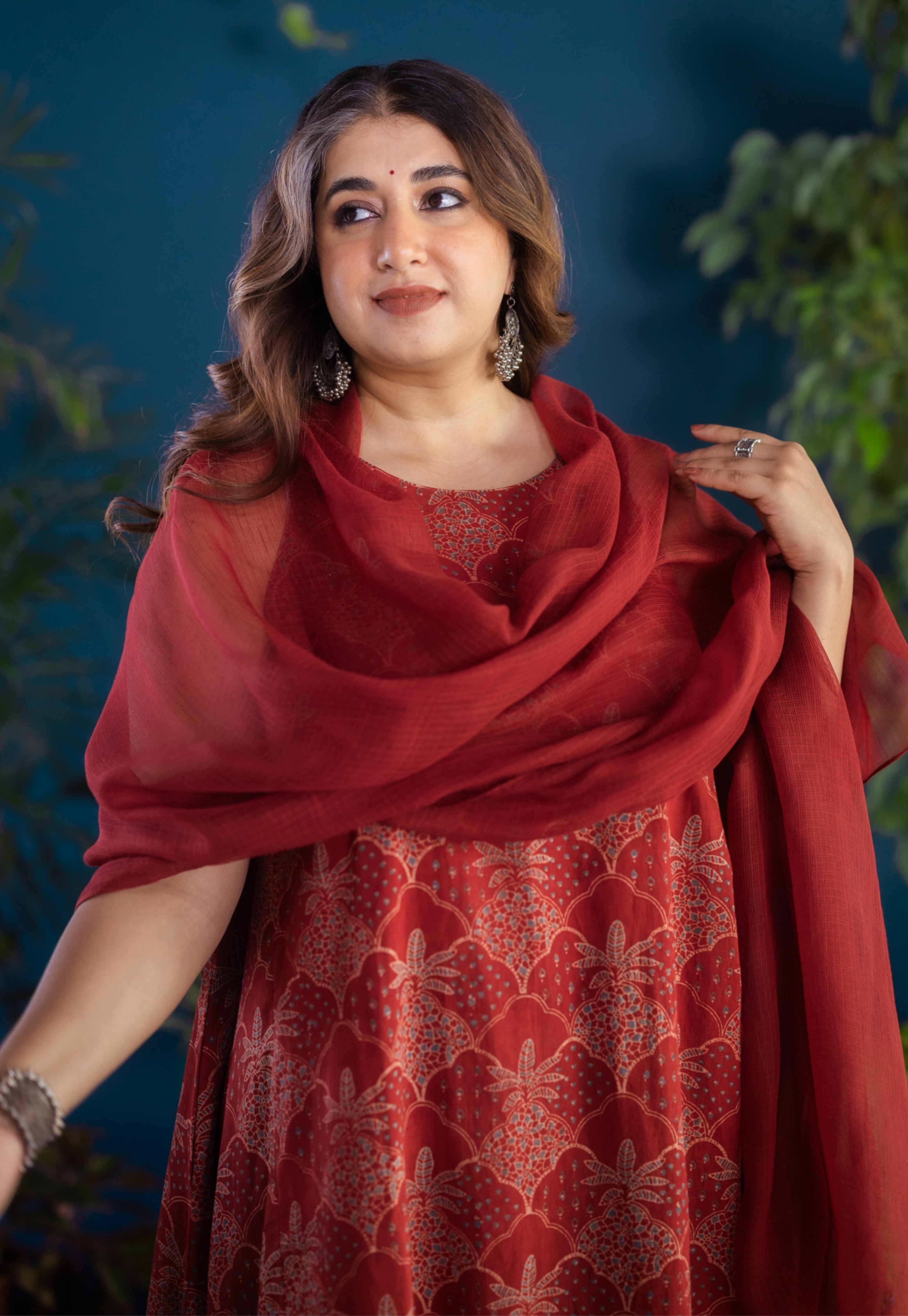 Red Solid Kota Doria Cotton Dupatta