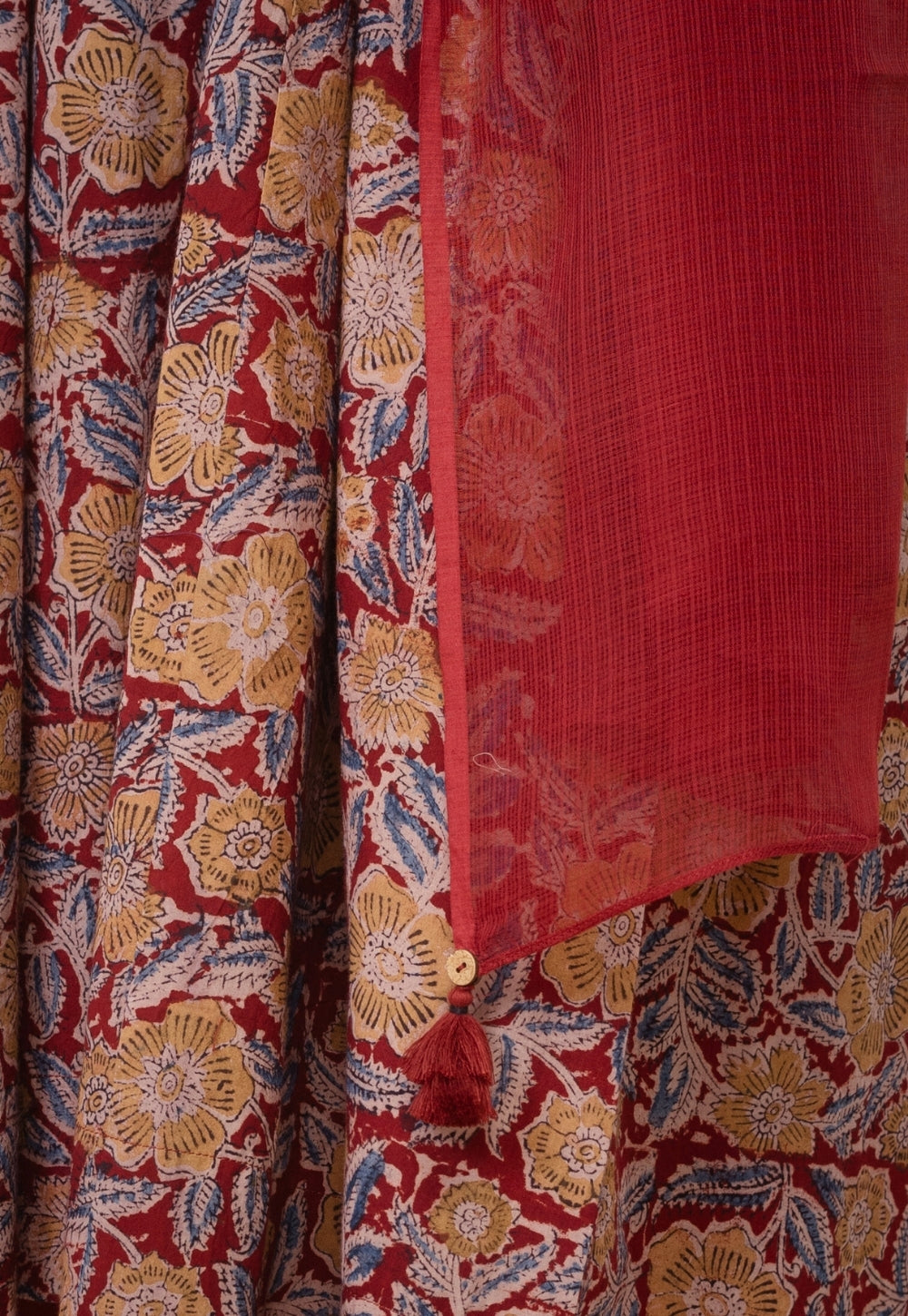 Red Solid Kota Doria Cotton Dupatta