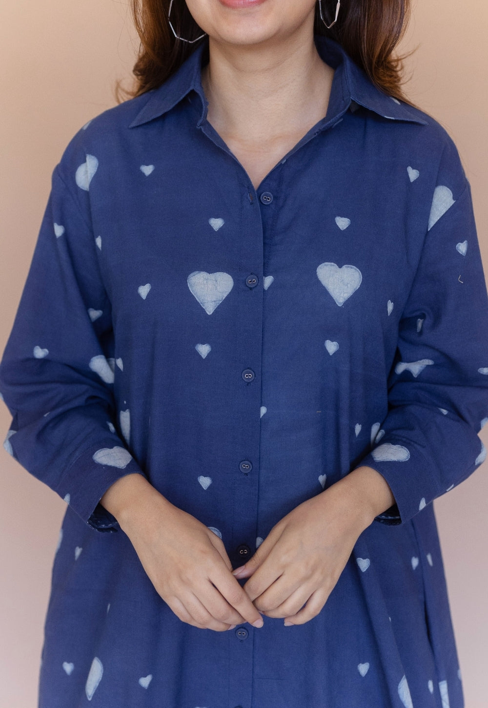 Samiyah Blue Dabu Cotton Shirt Dress