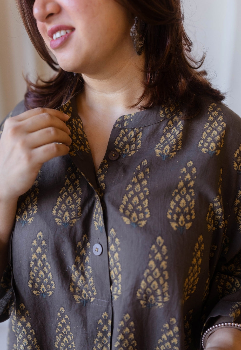 Ayaat Brown Ajrakh Cotton Anti-Fit Kurta