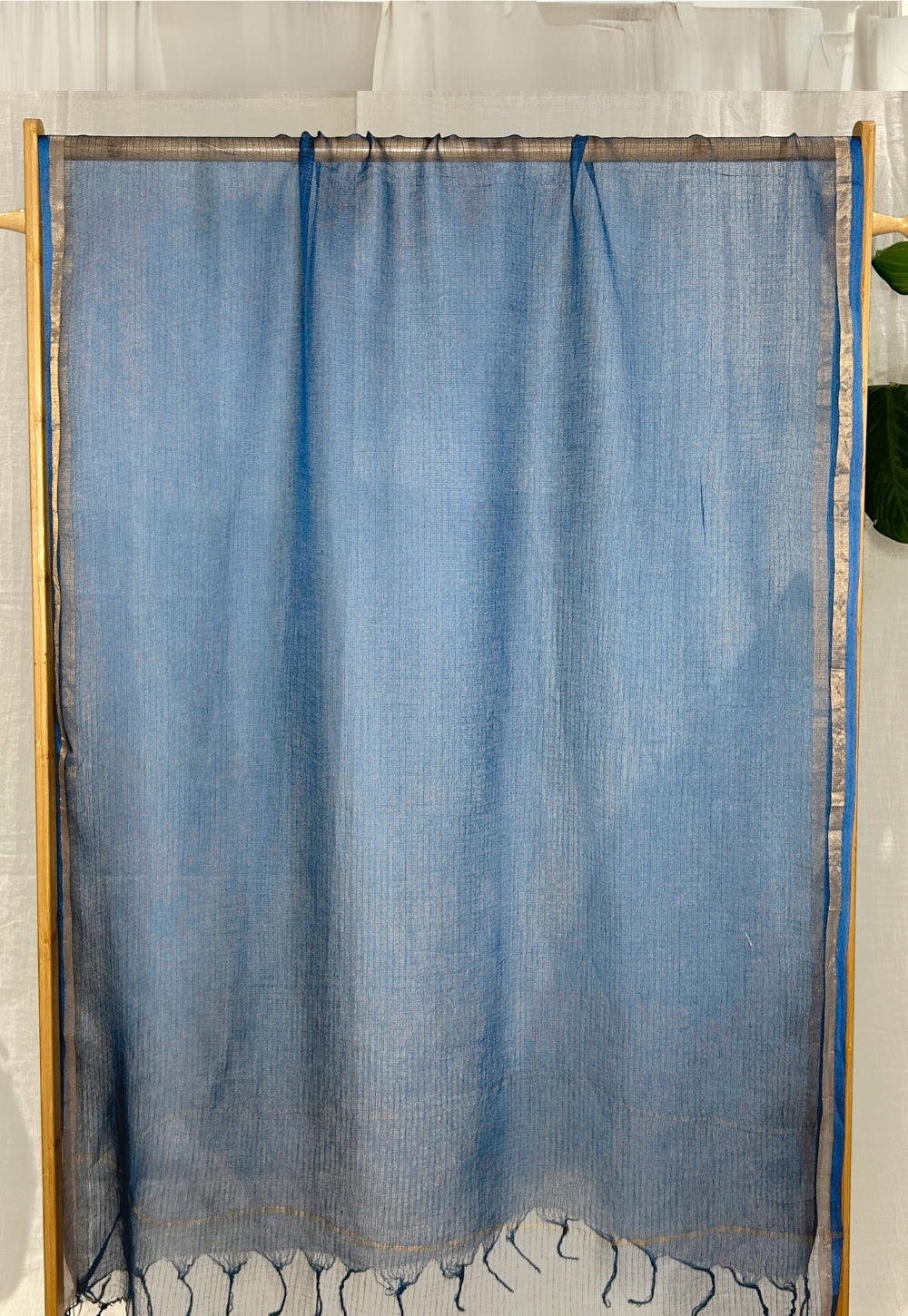 Blue Zari Border Kota Doria Cotton Dupatta