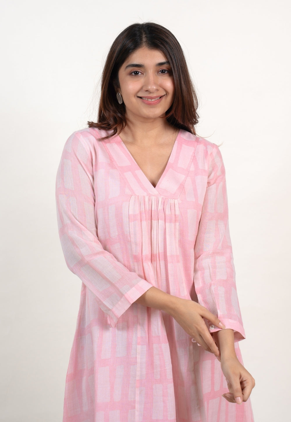 Afreen Pink Batik MulMul A Line Dress