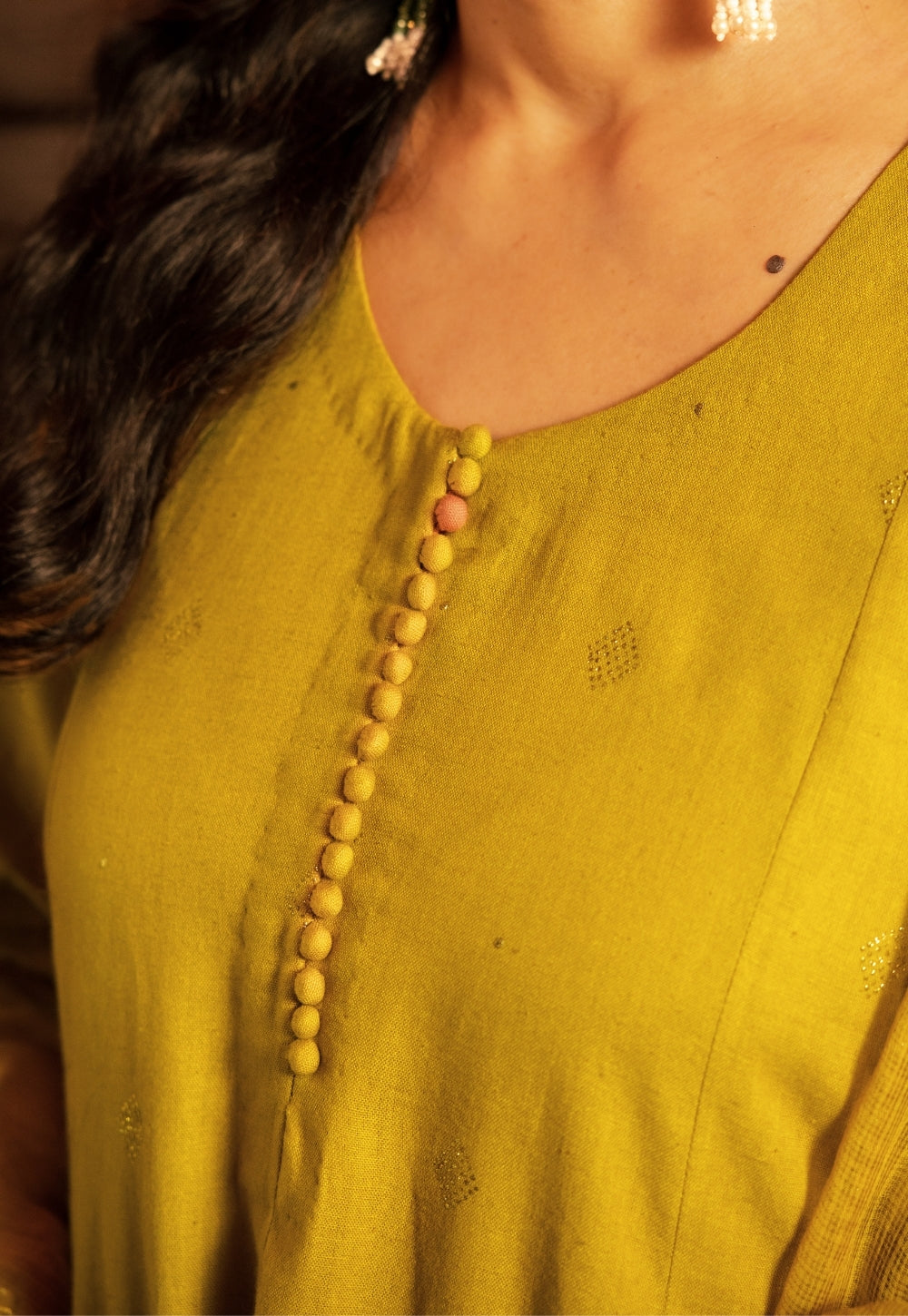 Maryam Yellow Rogan Handblock Printed Cotton Flex Suit Set (Set of 3)