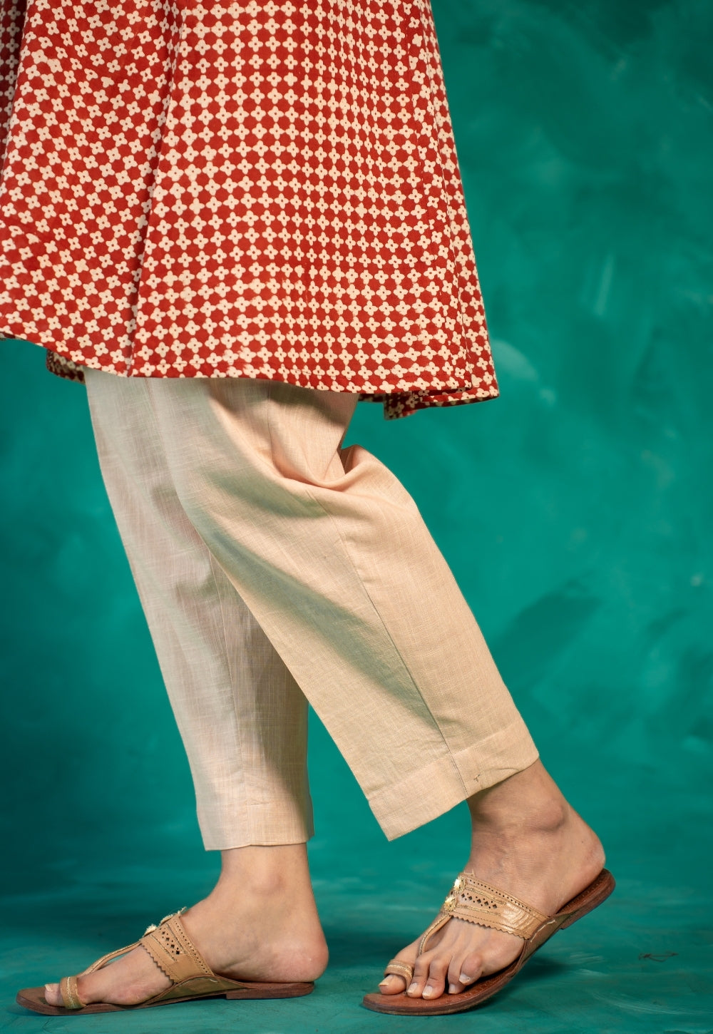Netra Red Bagru Cotton A Line Short Top