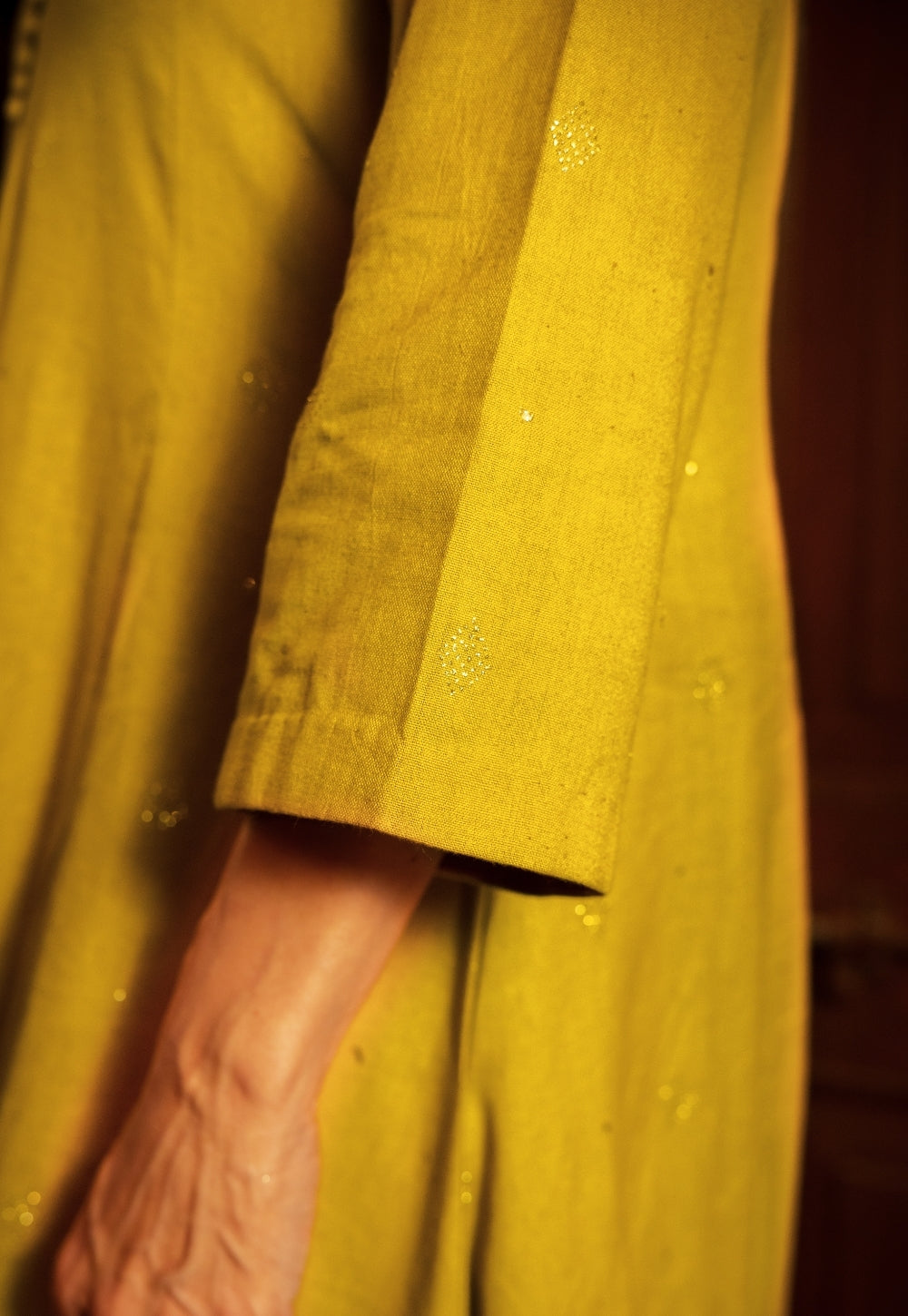 Maryam Yellow Rogan Handblock Printed Cotton Flex Suit Set (Set of 3)