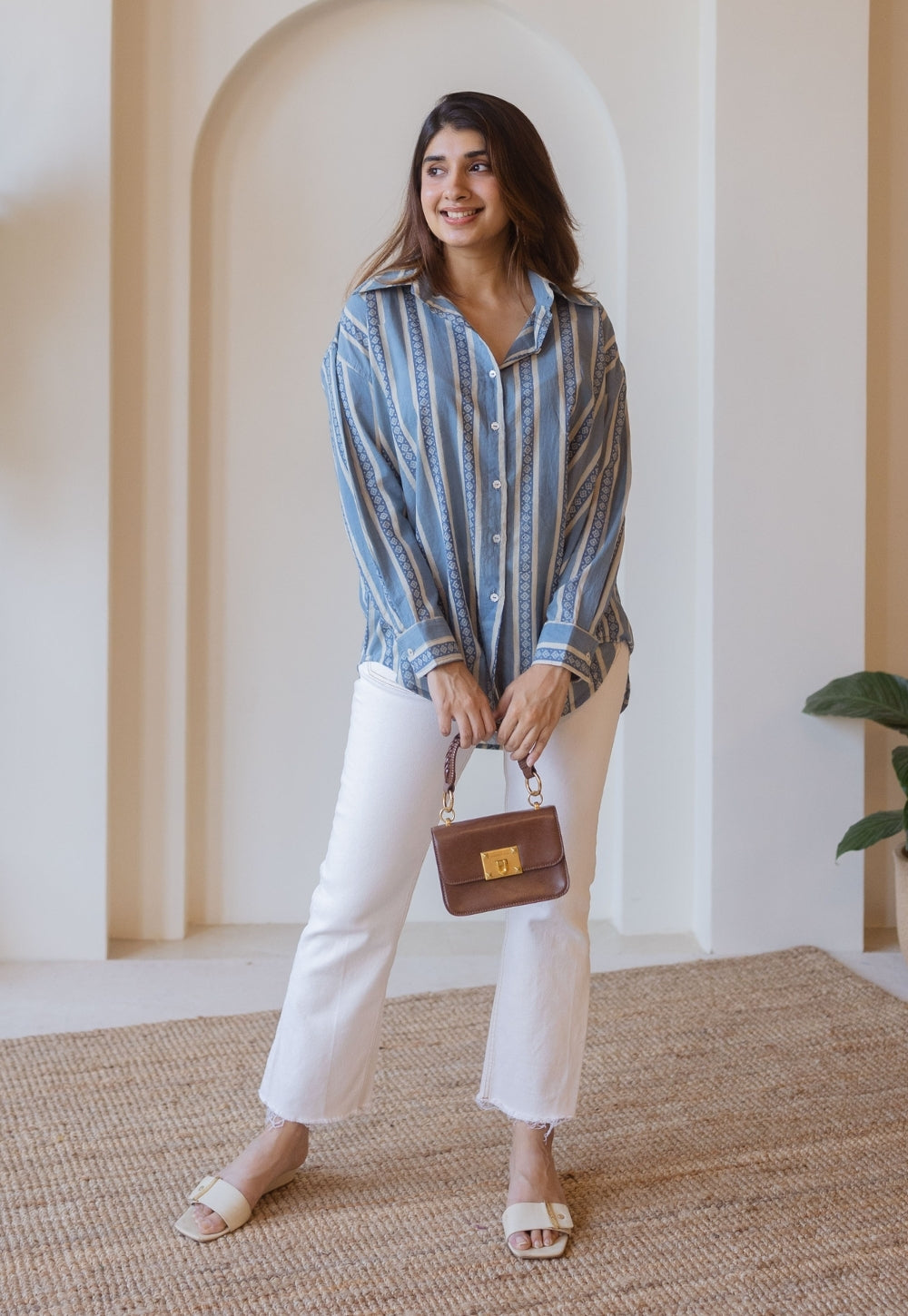 Ruhi Blue Ajrakh Cotton Anti-Fit Shirt