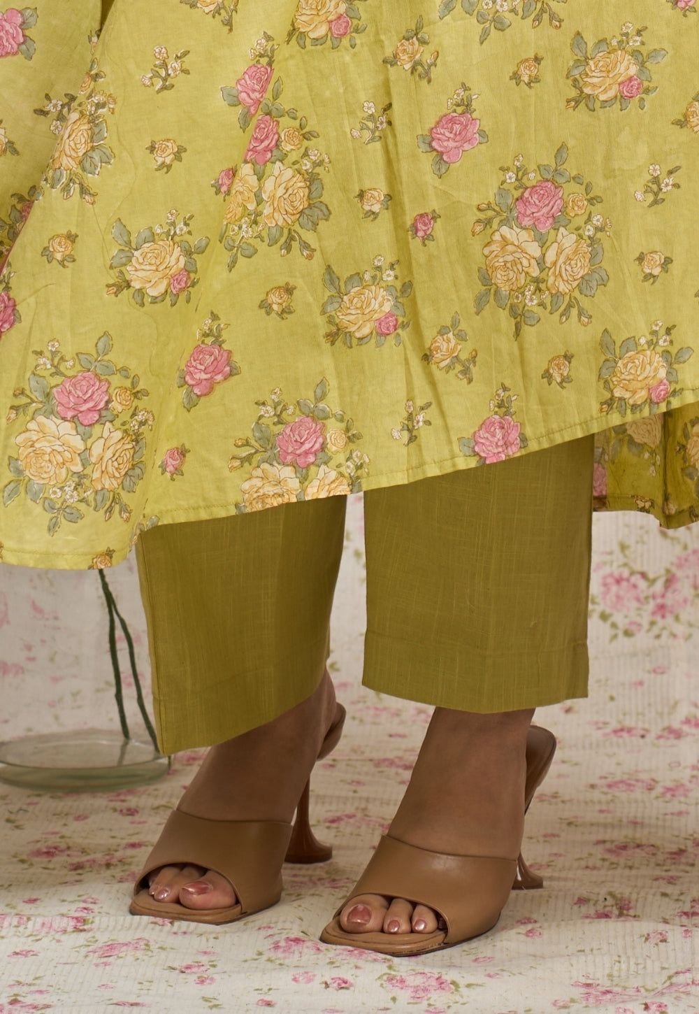 Lily Green Sanganeri Mul Cotton A Line Kurta Set (Set of 2)