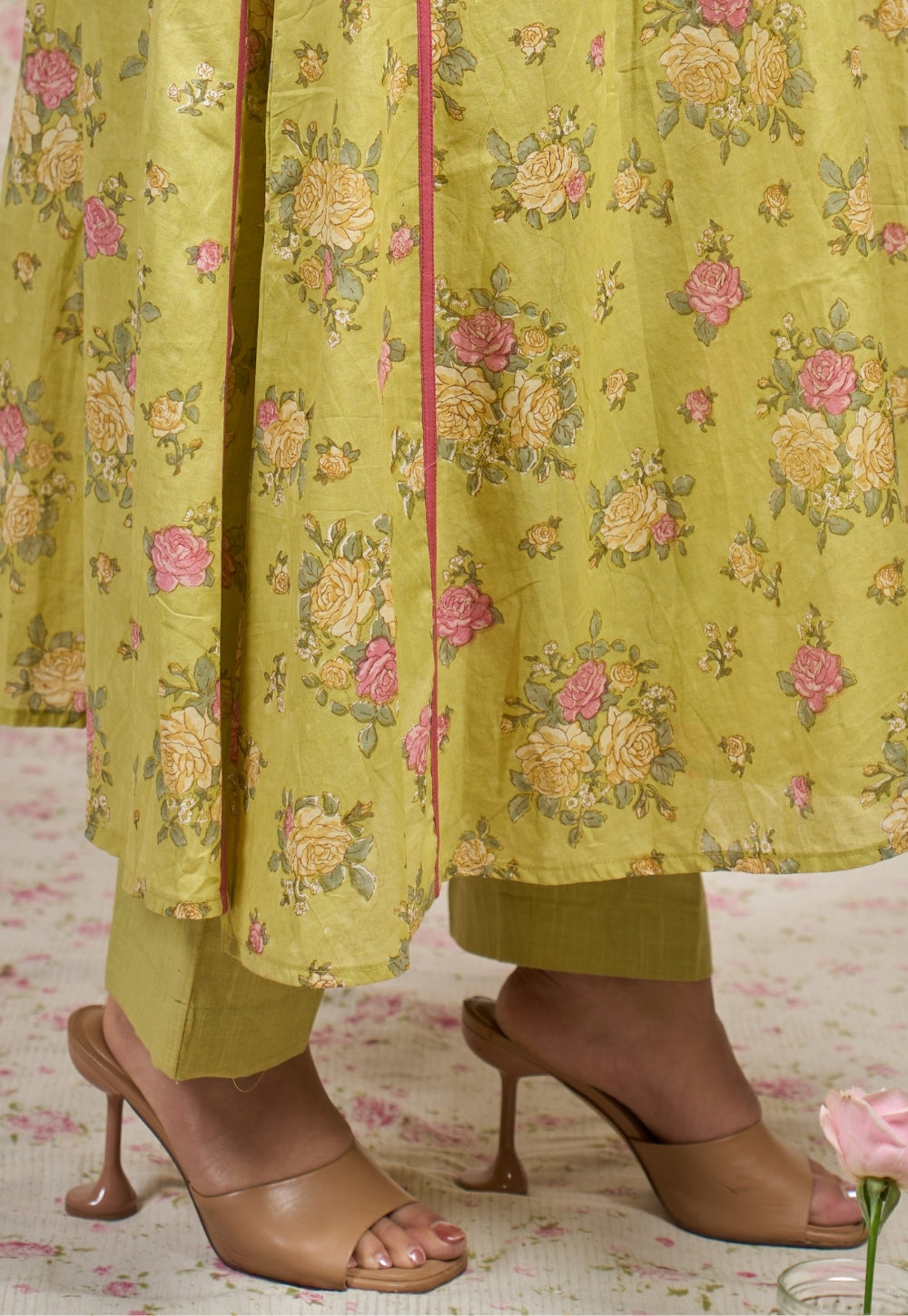 Lily Green Sanganeri Mul Cotton A Line Kurta Set (Set of 2)