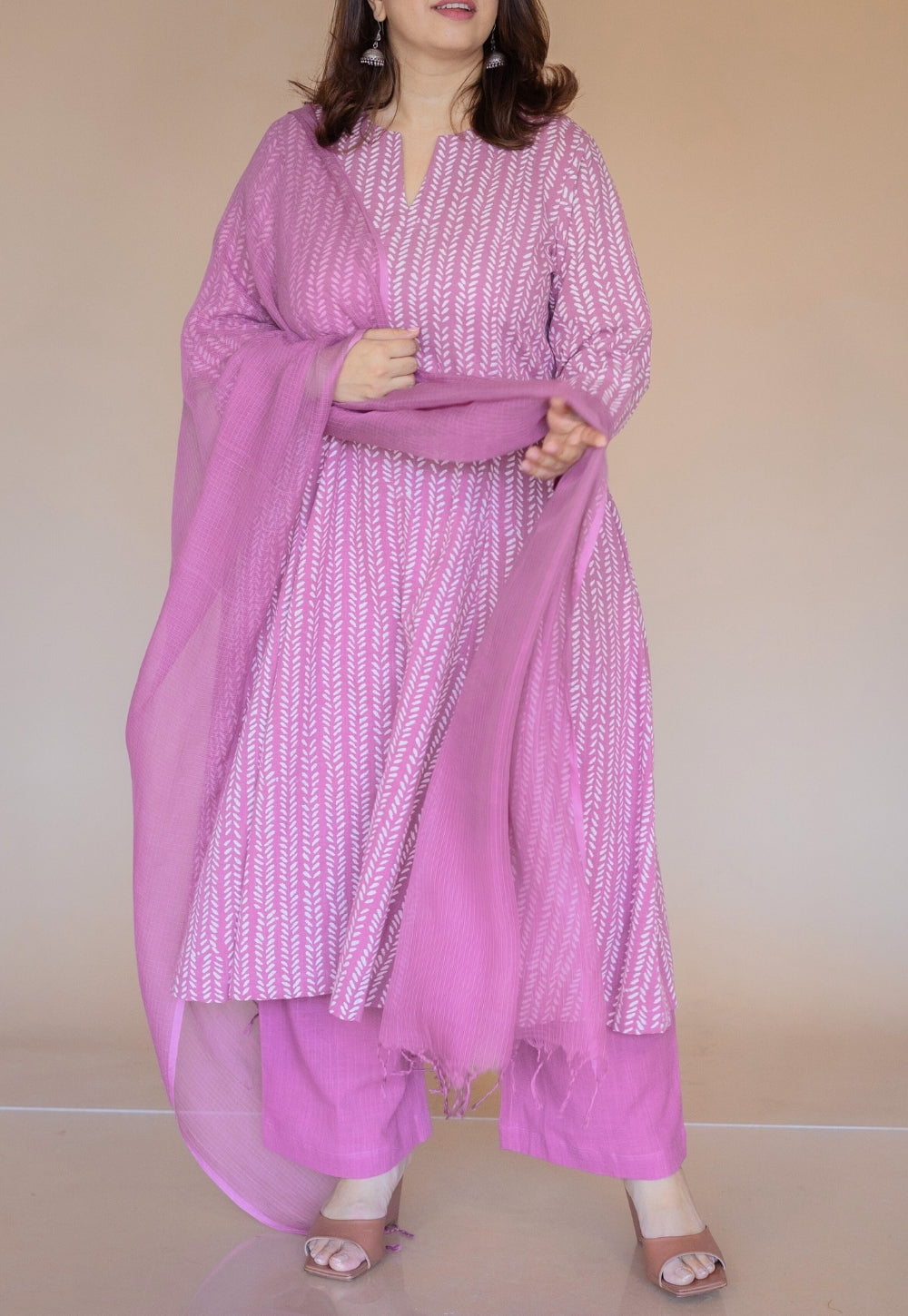 Pink Solid Kota Doria Cotton Dupatta