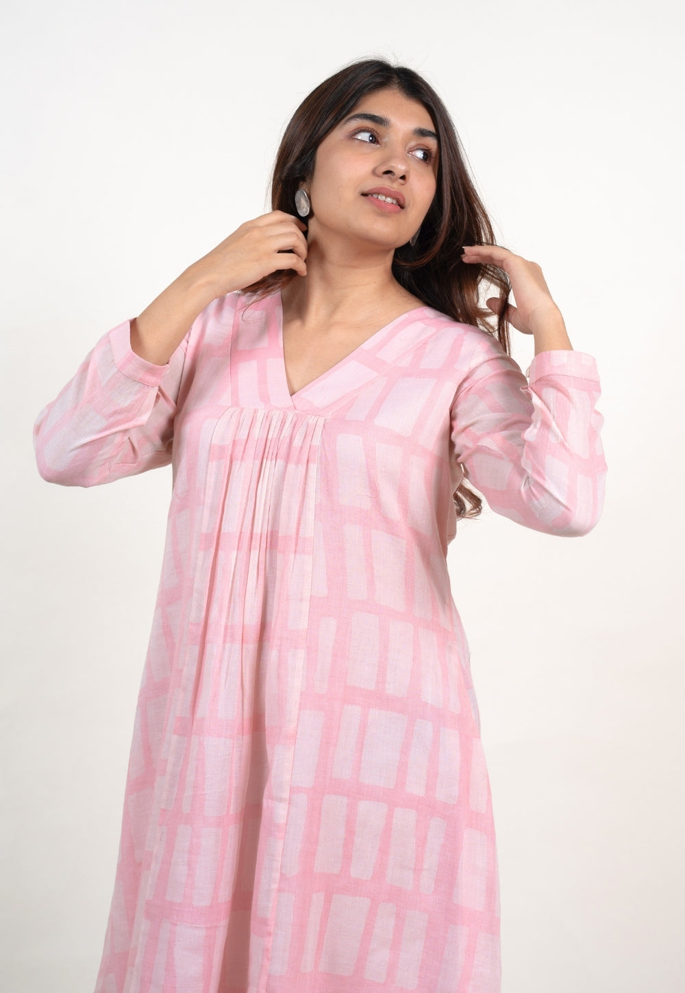 Afreen Pink Batik MulMul A Line Dress