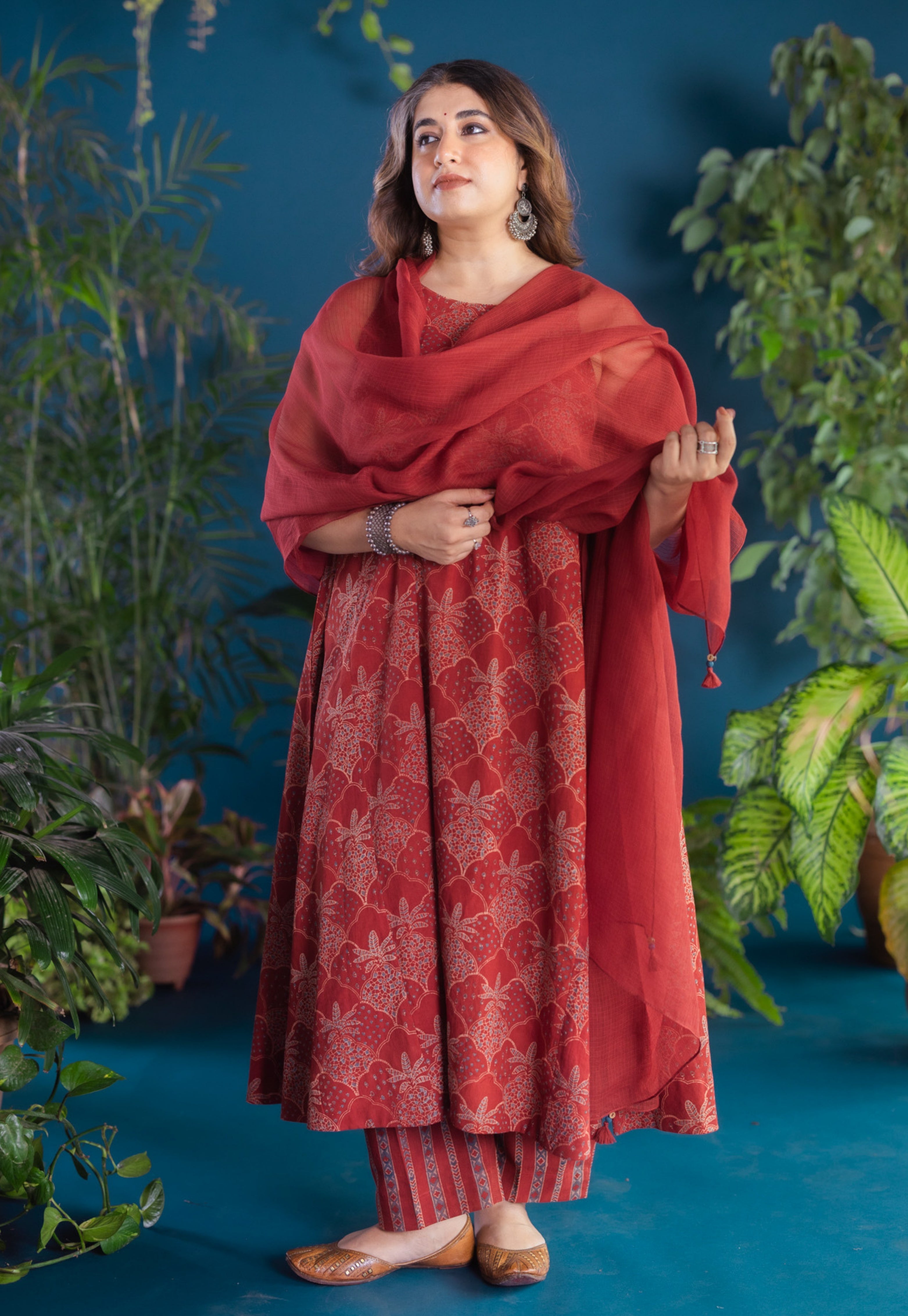 Red Solid Kota Doria Cotton Dupatta