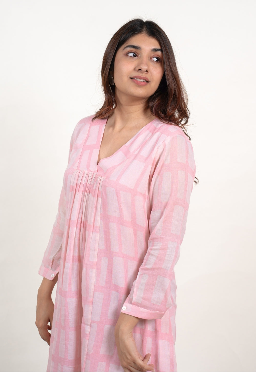 Afreen Pink Batik MulMul A Line Dress