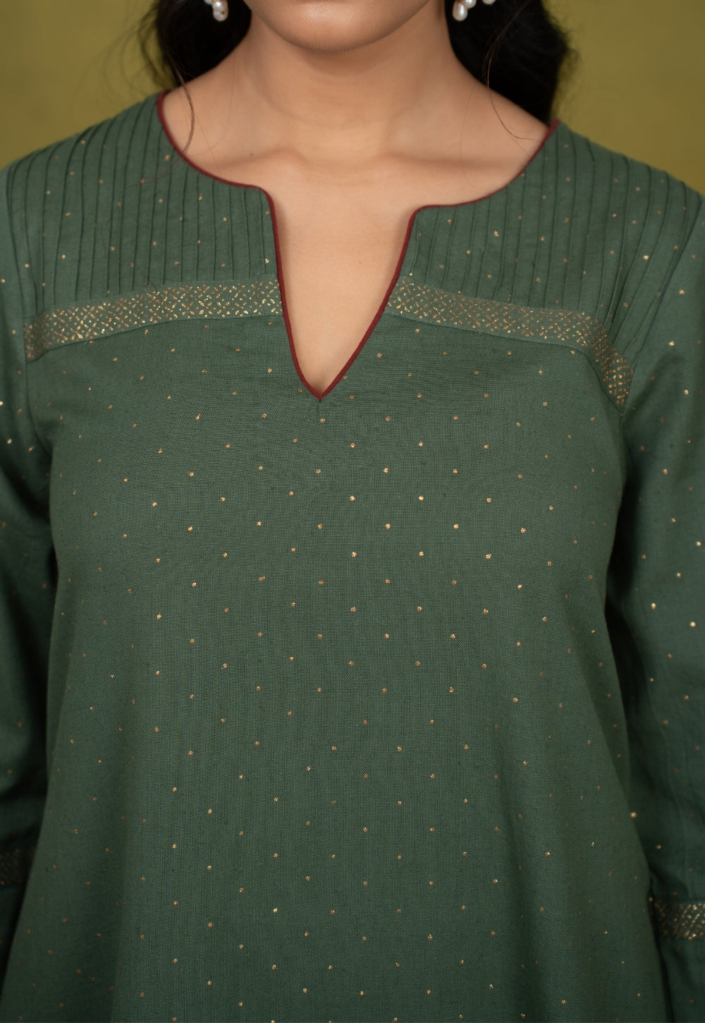 Ishira Green Rogan Handblock Printed Cotton Straight Kurta Suit Set (Set of 3)