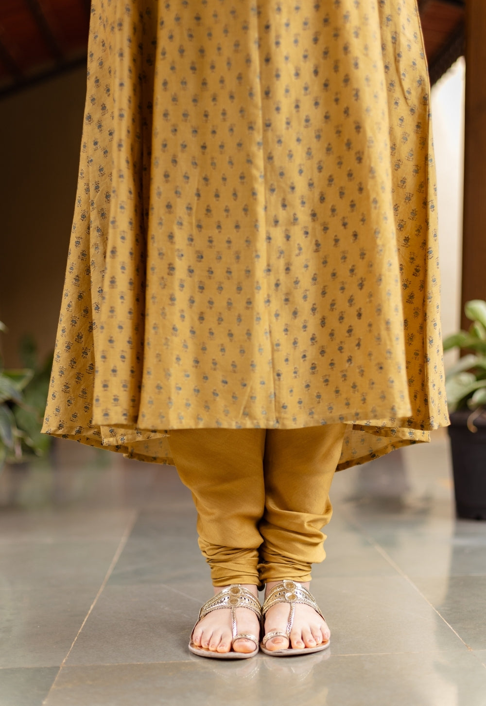 Miral Mustard Solid Chanderi Silk Churidar