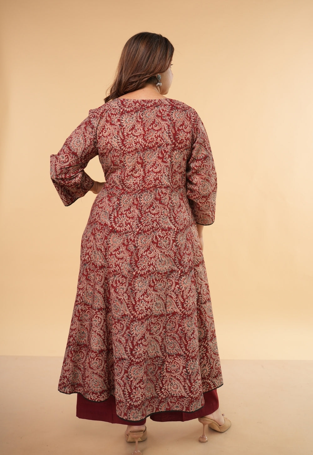 Mariya Red Kalamkari Cotton Kali Kurta