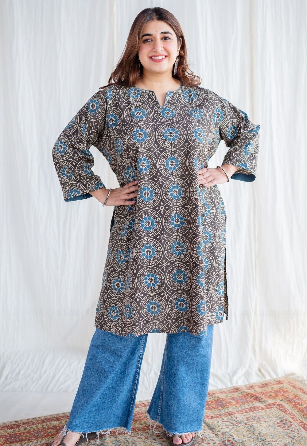 Asiya Ajrakh Jhabbha Kali Cotton Kurta