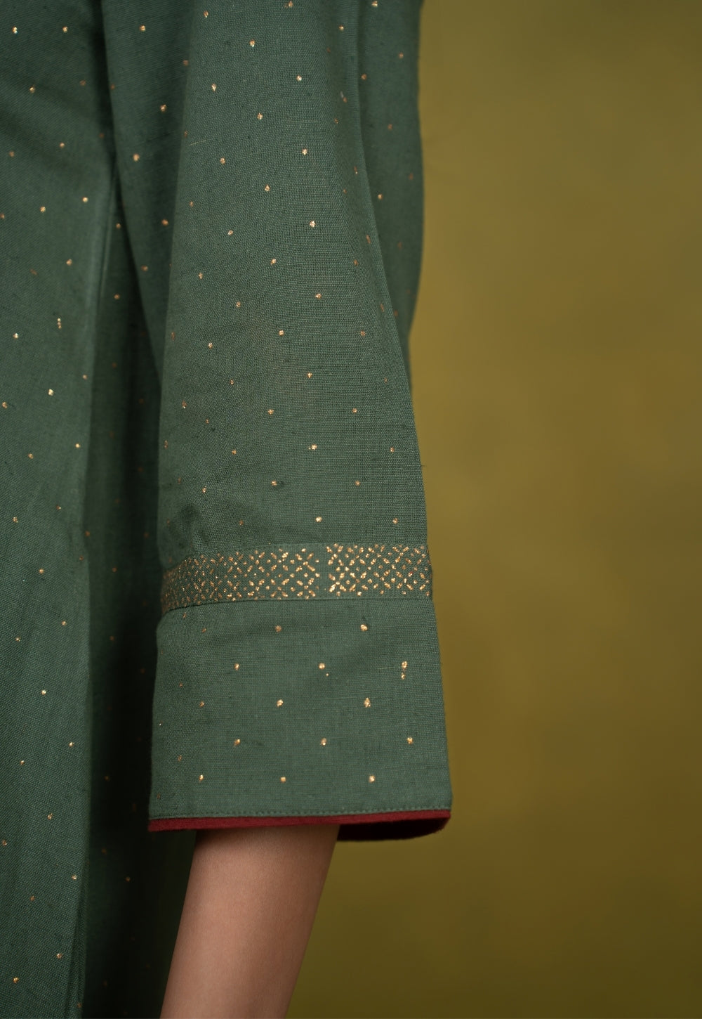 Ishira Green Rogan Handblock Printed Cotton Straight Kurta Suit Set (Set of 3)