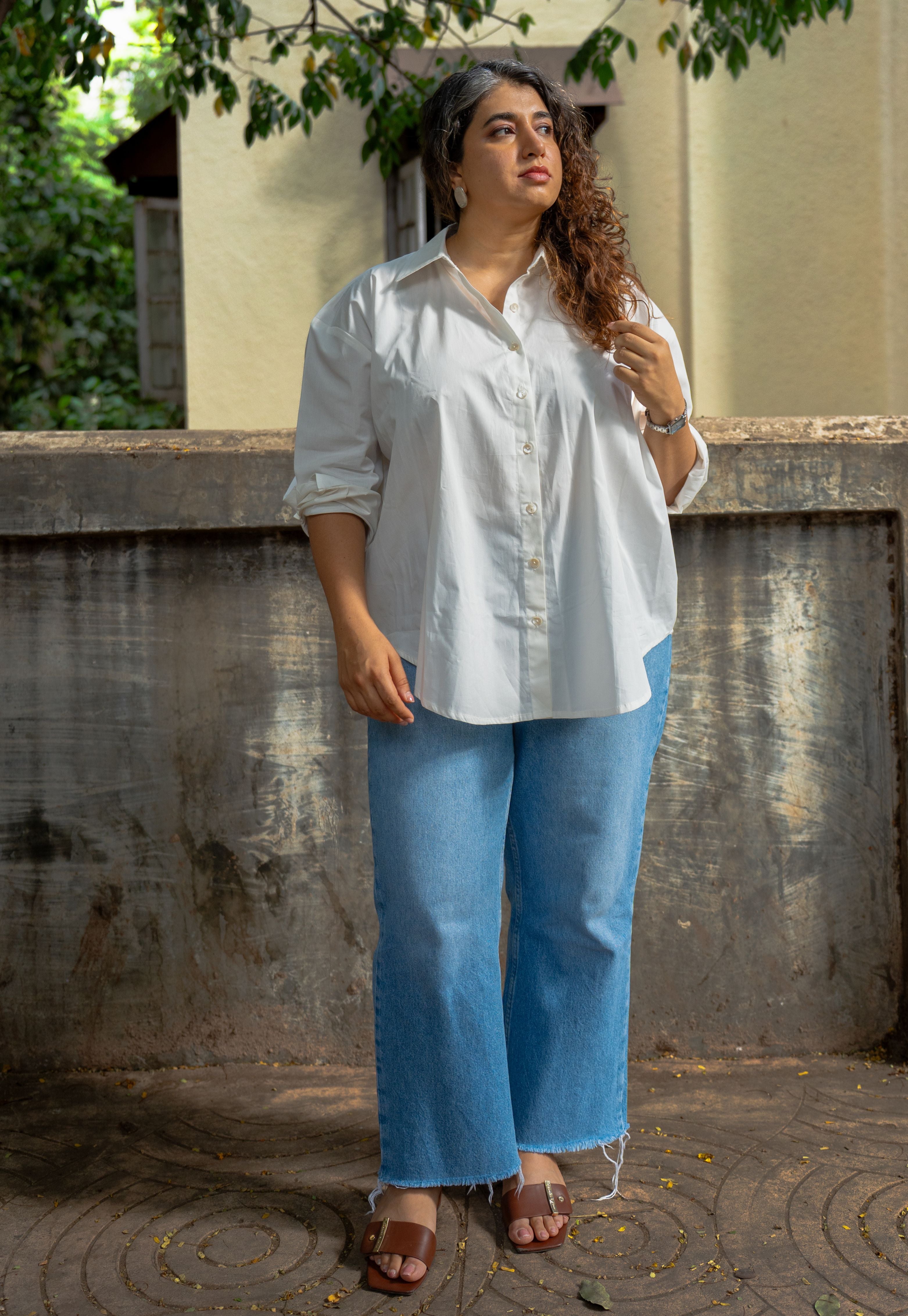TIECO DyeVerse - White Poplin Cotton Embroidered Shirt