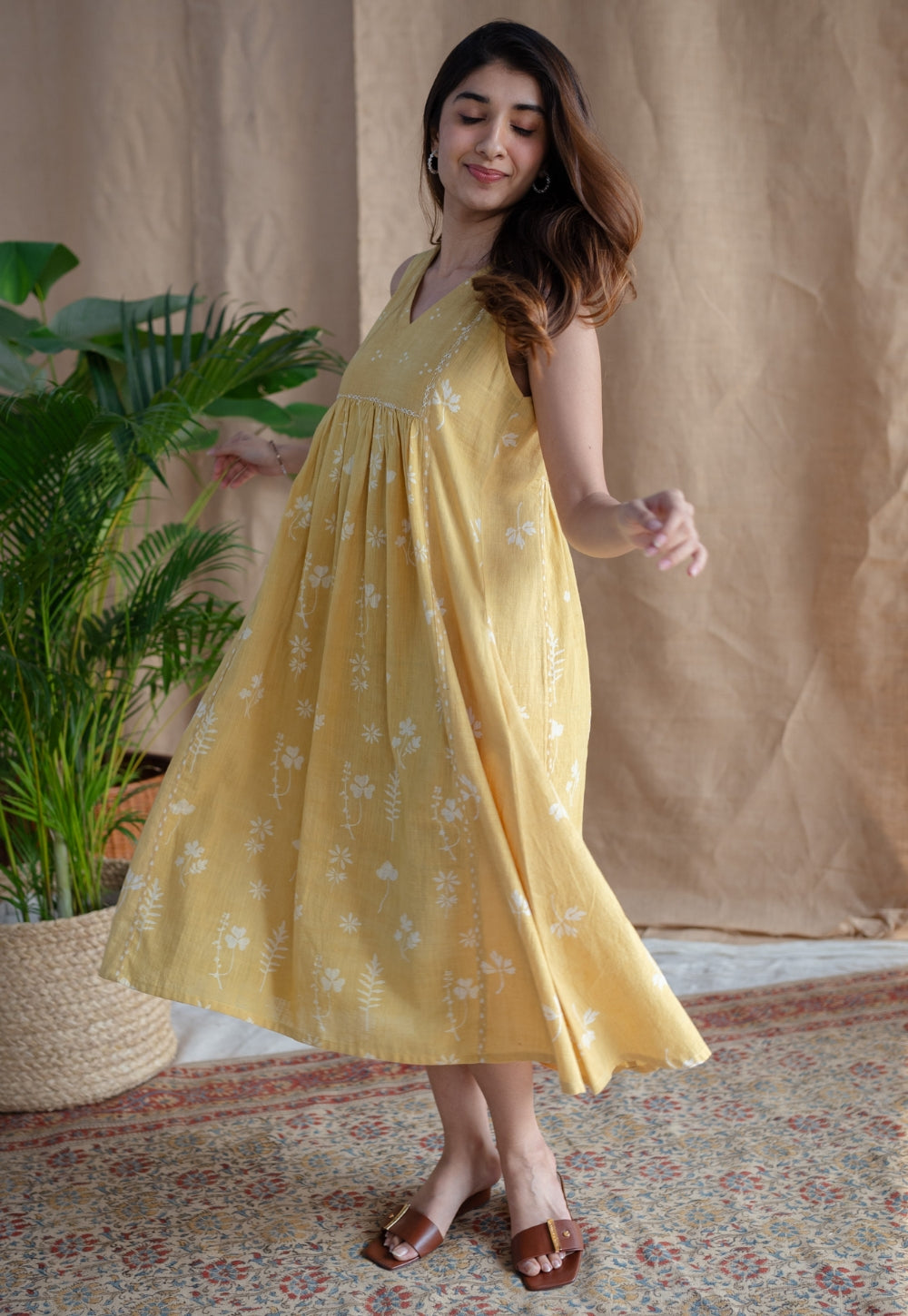 Shyza Dabu Slub Cotton Hand Embroidered Dress