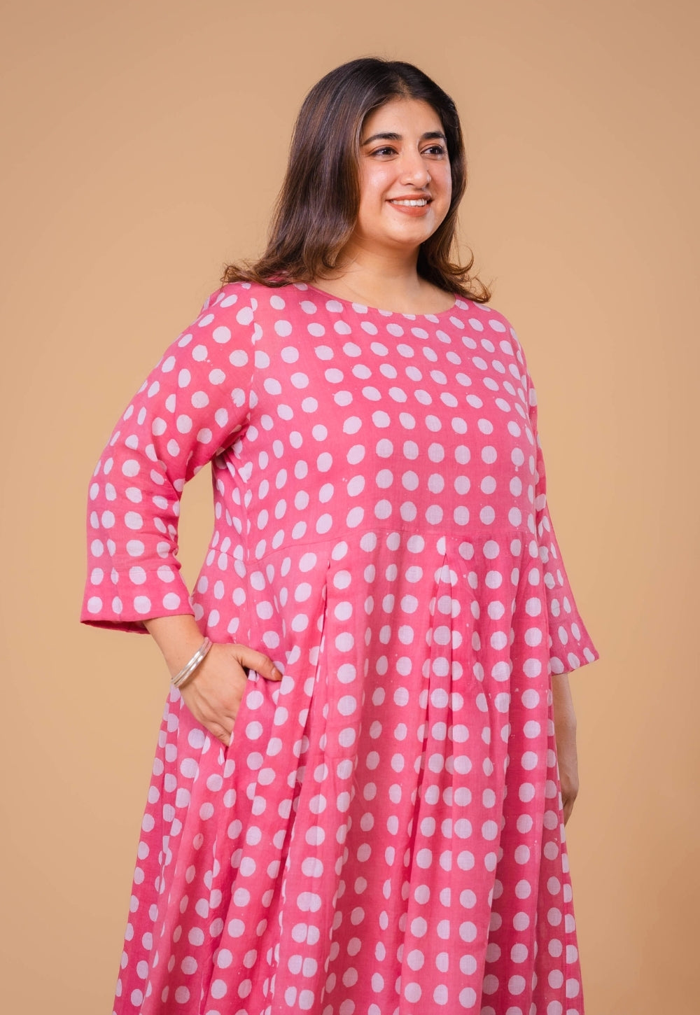 Fajar Pink Batik MulMul A Line Dress