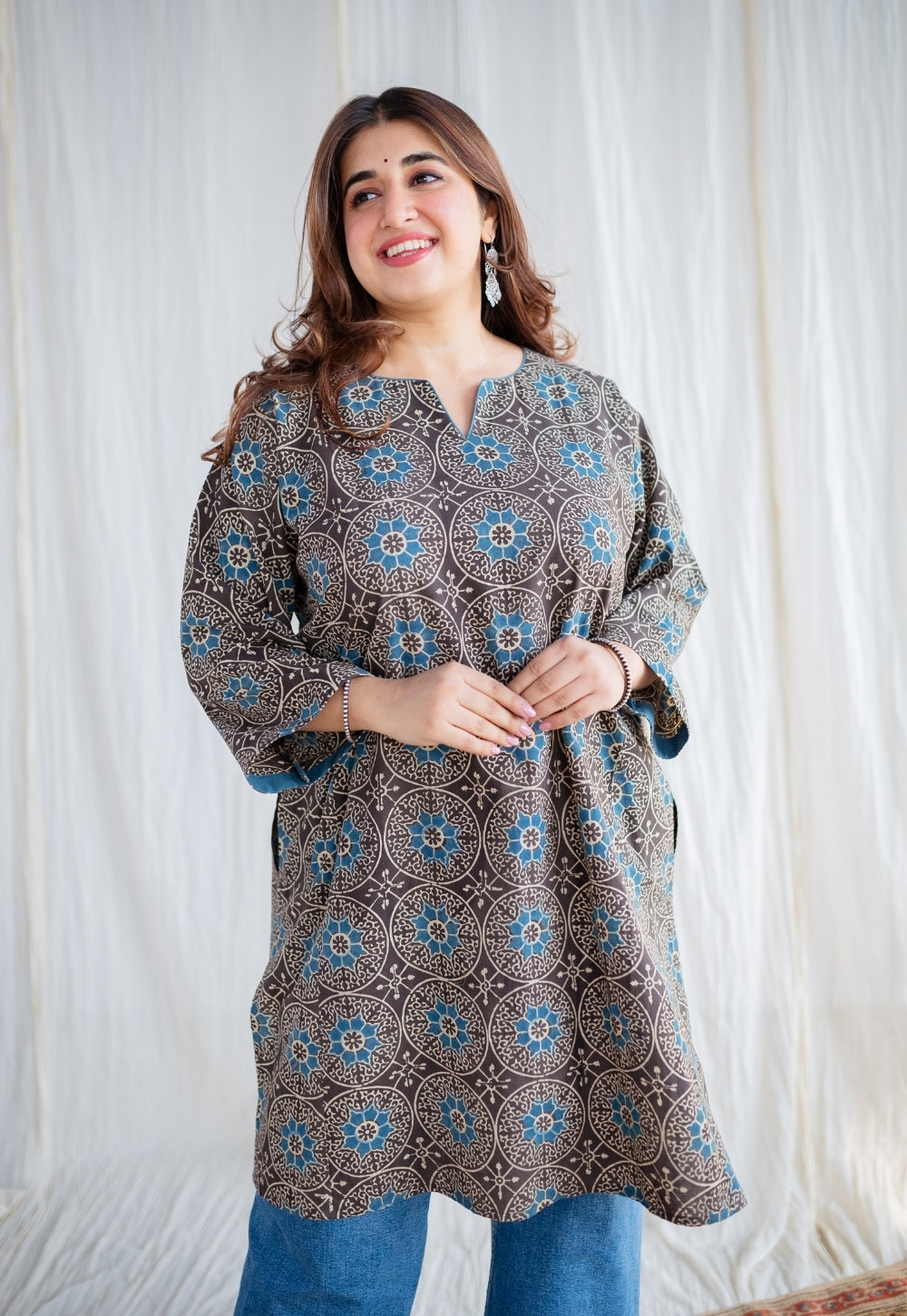 Asiya Ajrakh Jhabbha Kali Cotton Kurta