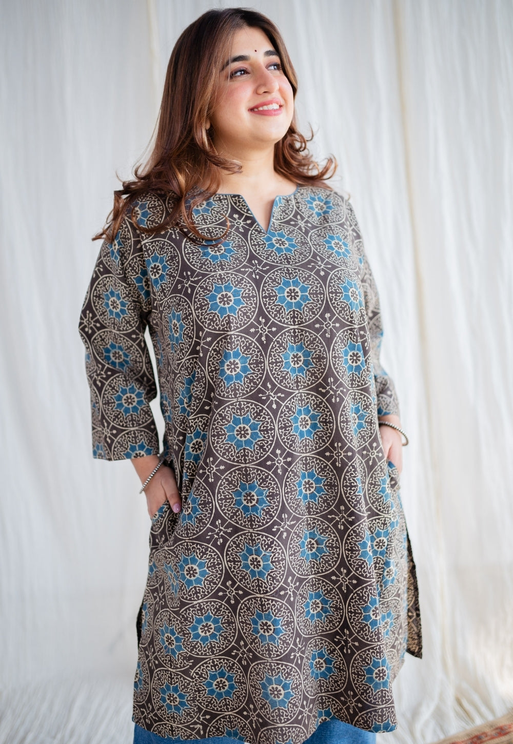 Asiya Ajrakh Jhabbha Kali Cotton Kurta