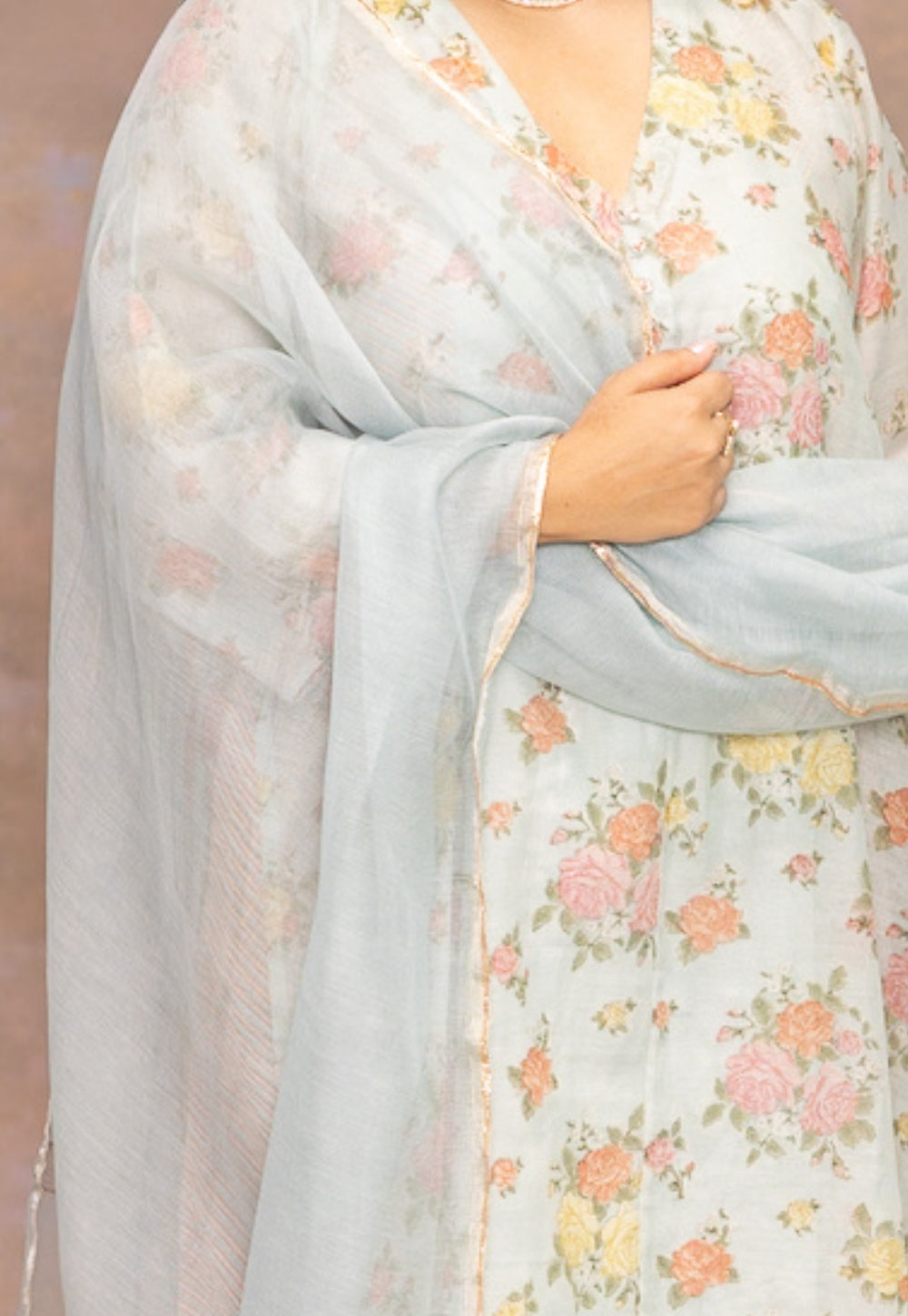 Light Blue Solid Silk Net Dupatta