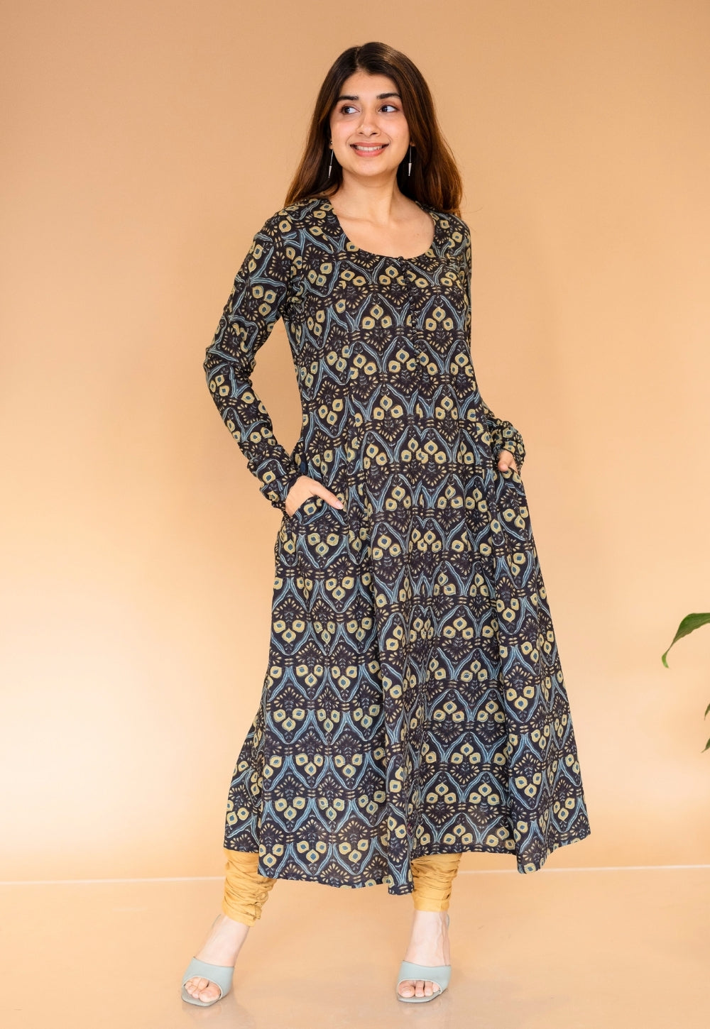 Miral Yellow Solid Slub Cotton Churidar