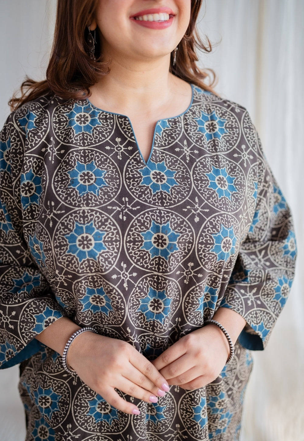 Asiya Ajrakh Jhabbha Kali Cotton Kurta