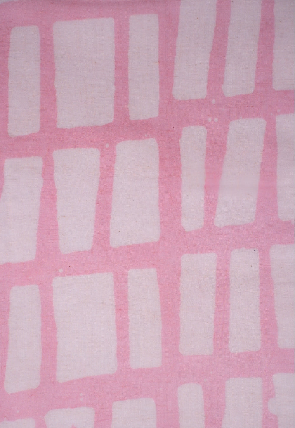 Pink Brick Pattern Batik Handblock Printed Mul Fabric