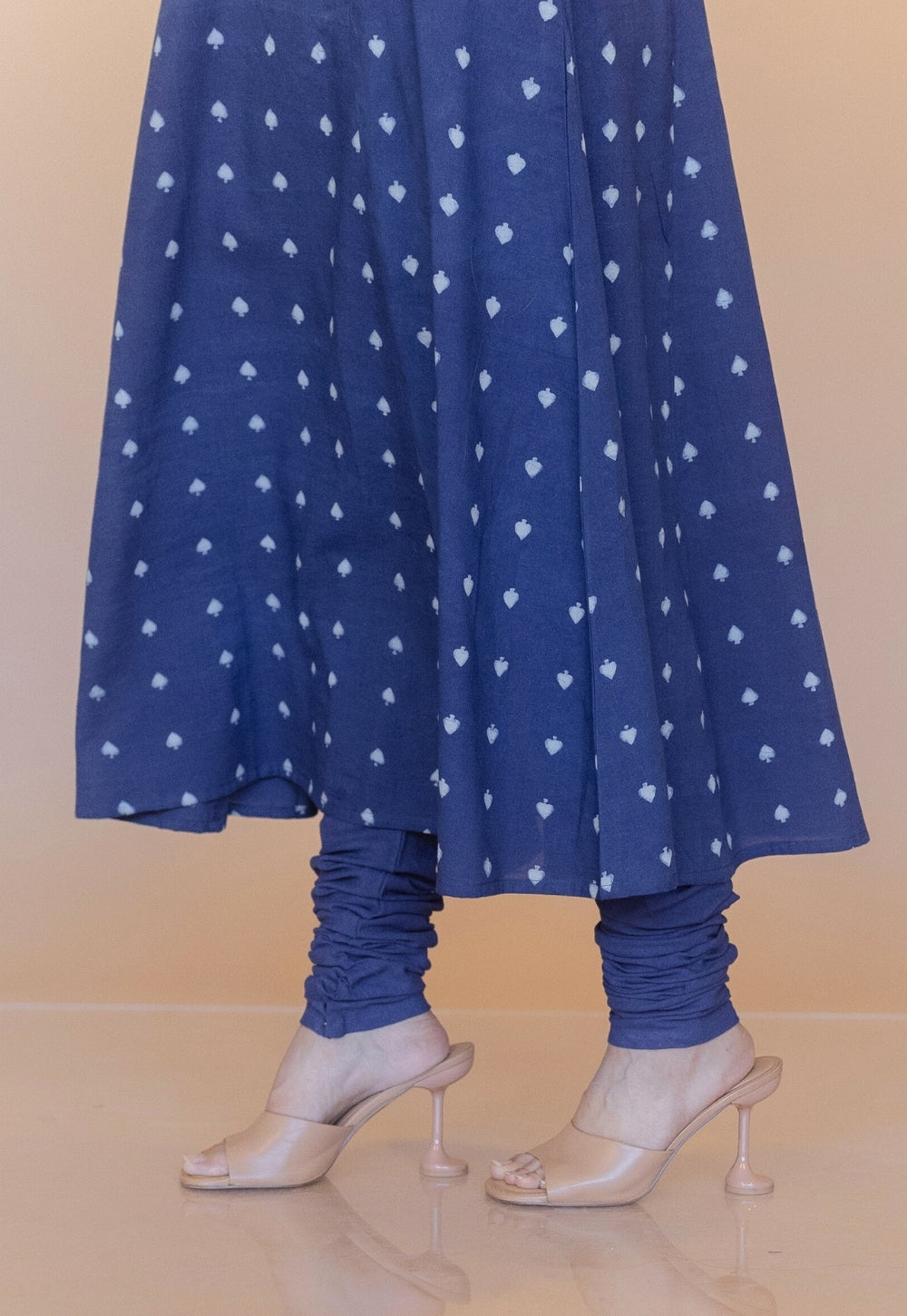 Miral Blue Solid Slub Cotton Churidar