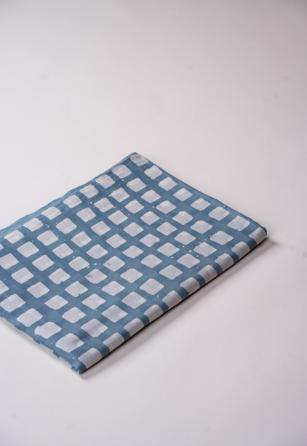 Blue Box Batik Handblock Printed Mul Fabric