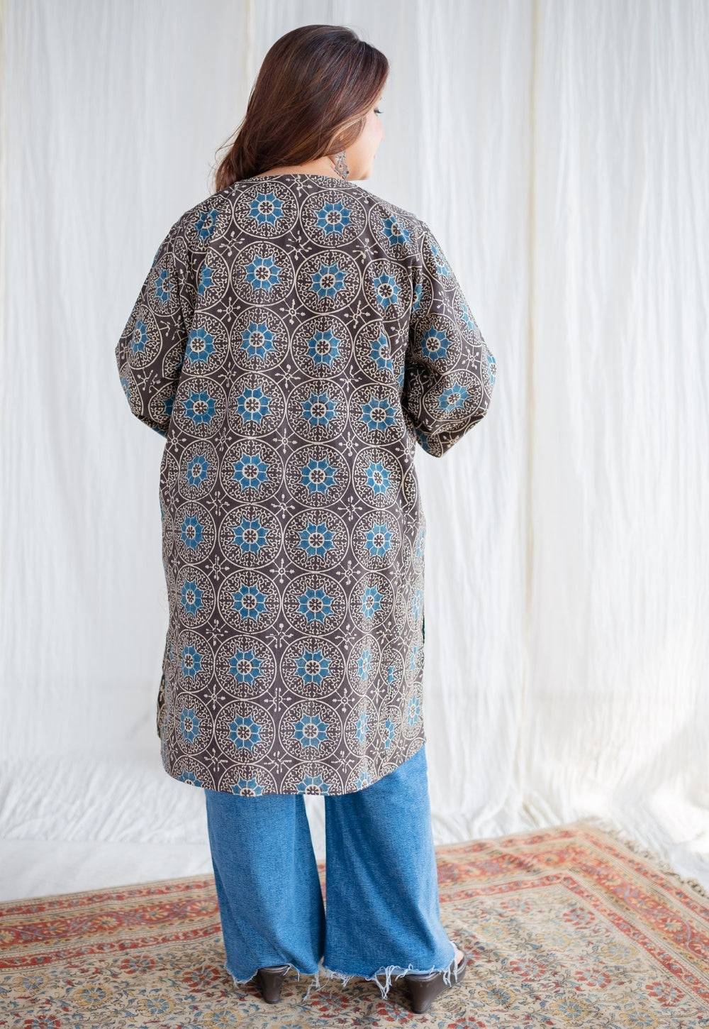 Asiya Ajrakh Jhabbha Kali Cotton Kurta