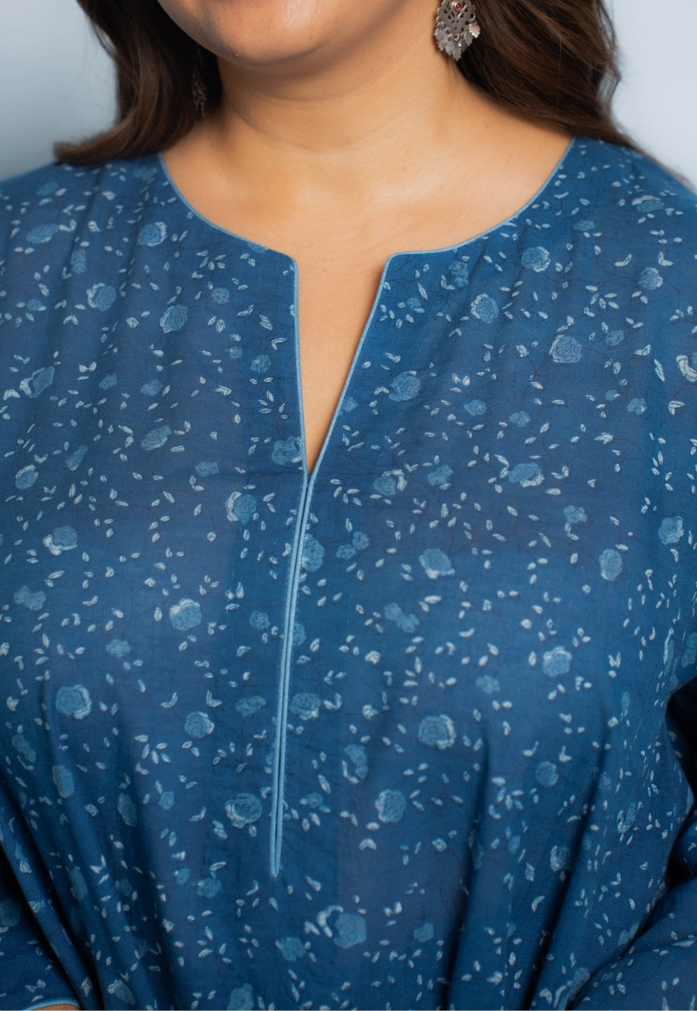 Garima Blue Dabu Mul Cotton Jhabbha Kali Kurta