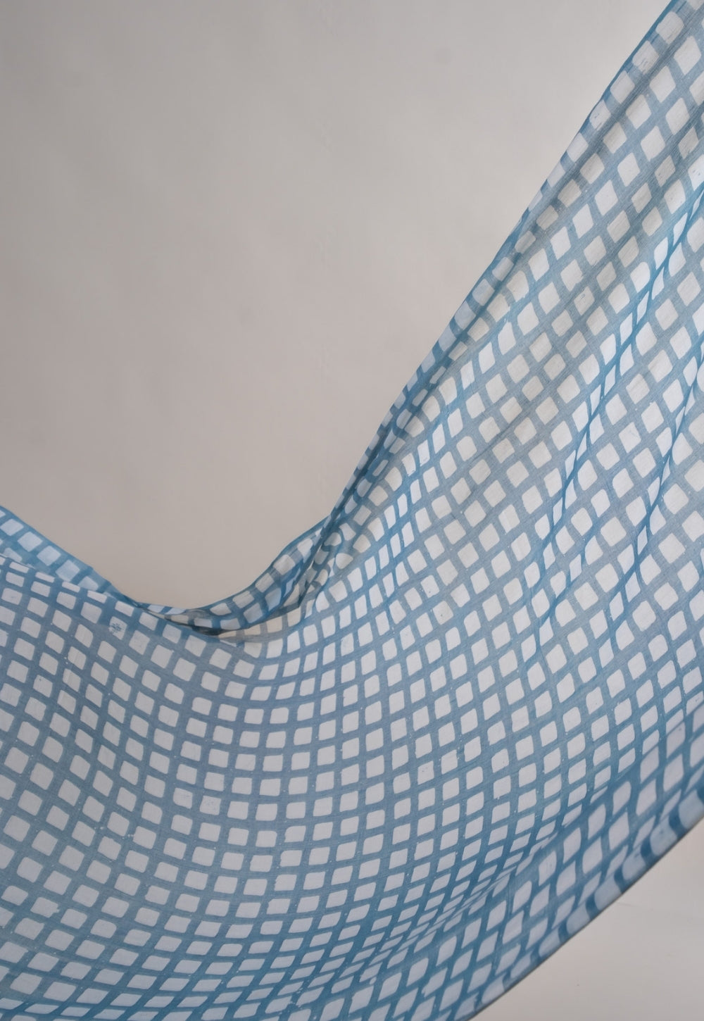 Blue Box Batik Handblock Printed Mul Fabric