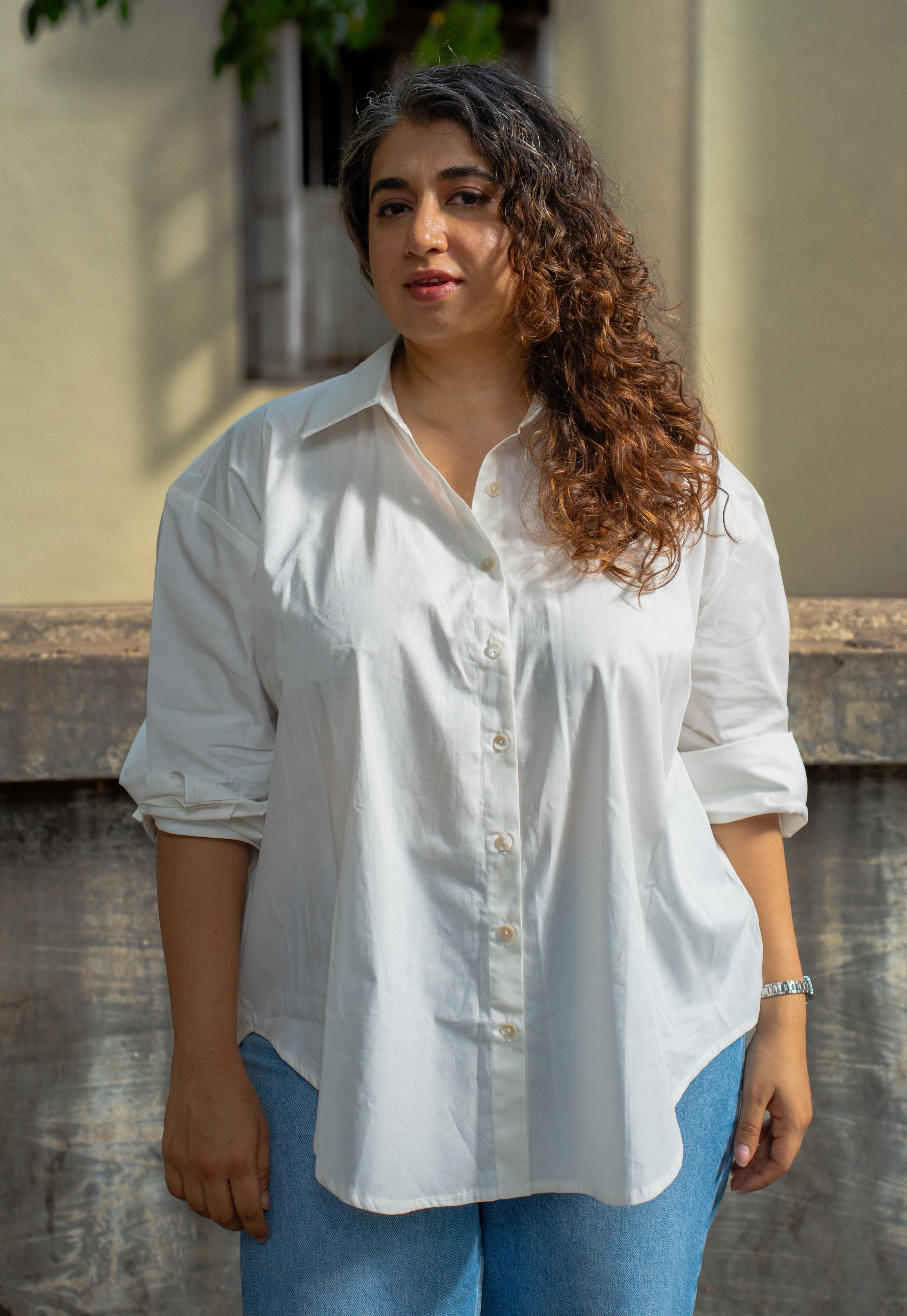 TIECO DyeVerse - White Poplin Cotton Embroidered Shirt